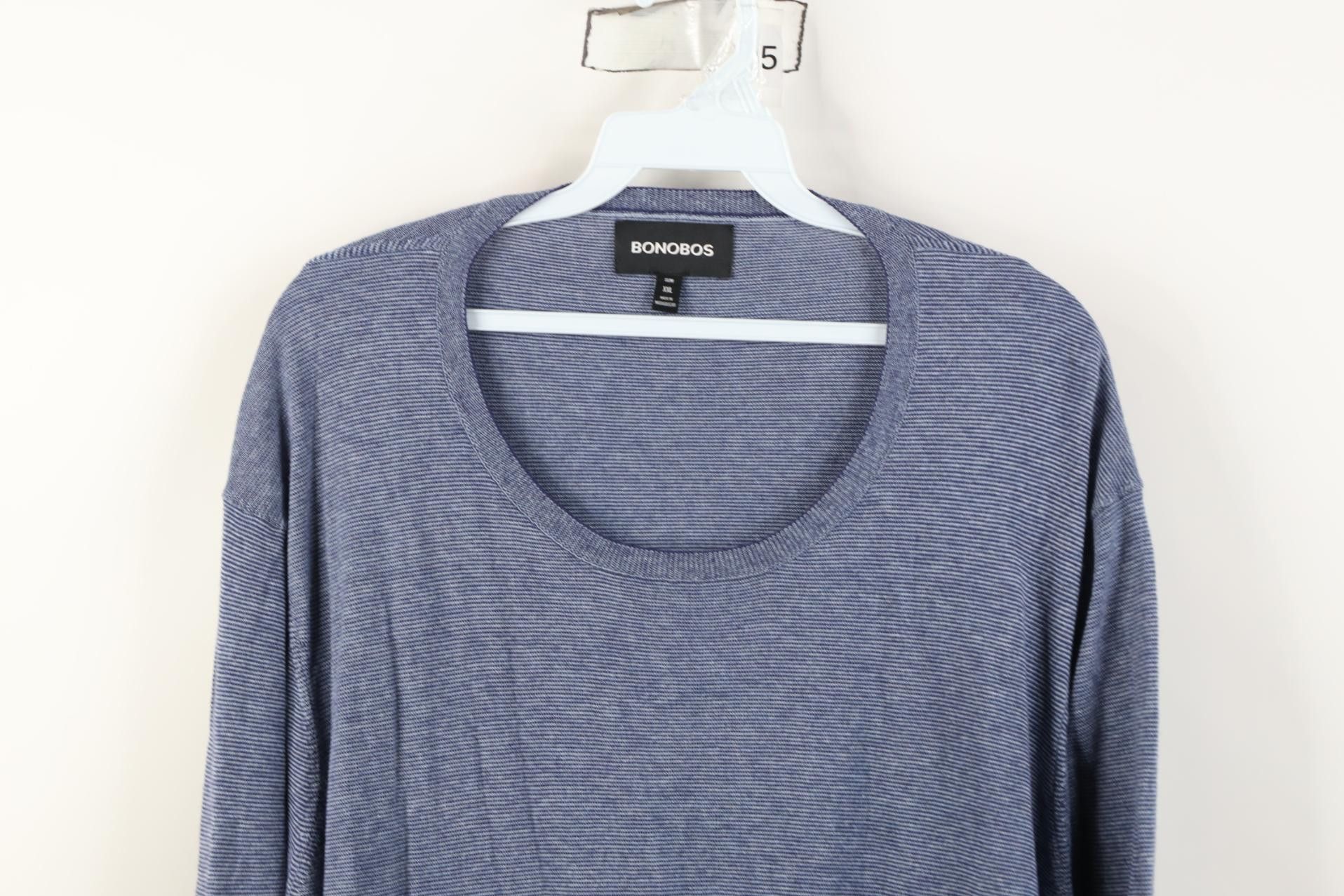Bonobos Bonobos Fit Lightweight Striped Knit Crewneck Sweater Blue Size US XXL / EU 58 / 5 - 2 Thumbnail