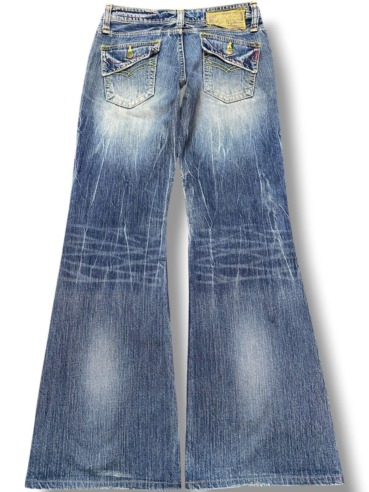 Tornado Mart Vintage Brappers Flare Bootcut Whiskers Distressed Denim Size US 29 - 3 Thumbnail
