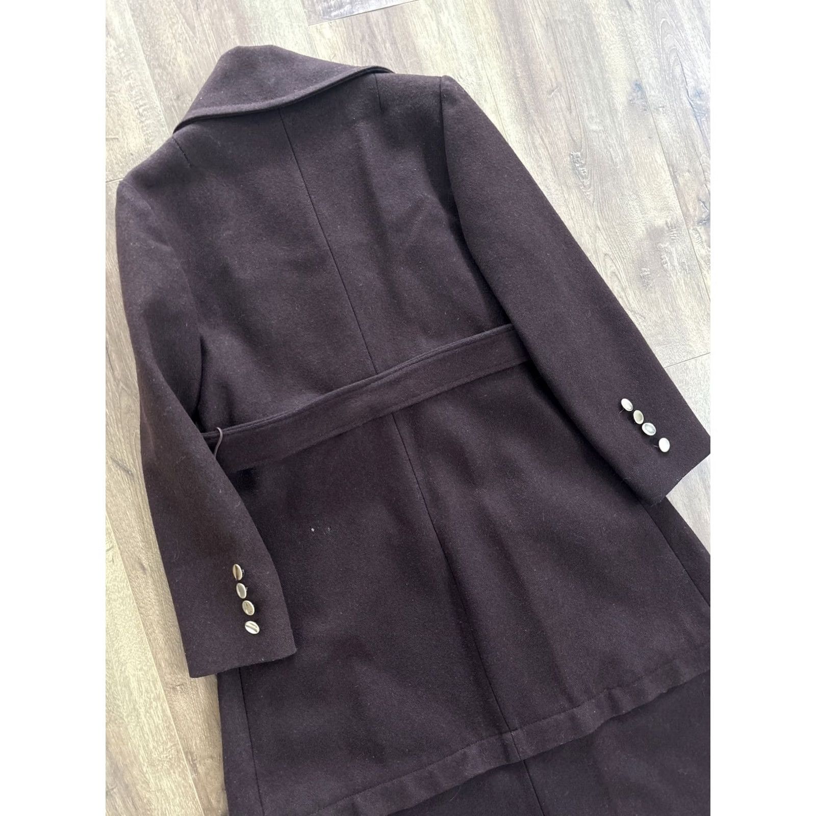 Vintage VTG 1970s Womens Trench Coat Long Wool Maroon Adjustable Length Large Regular Size L Womens Coat Vintage Size L / US 10 / IT 46 - 7 Thumbnail