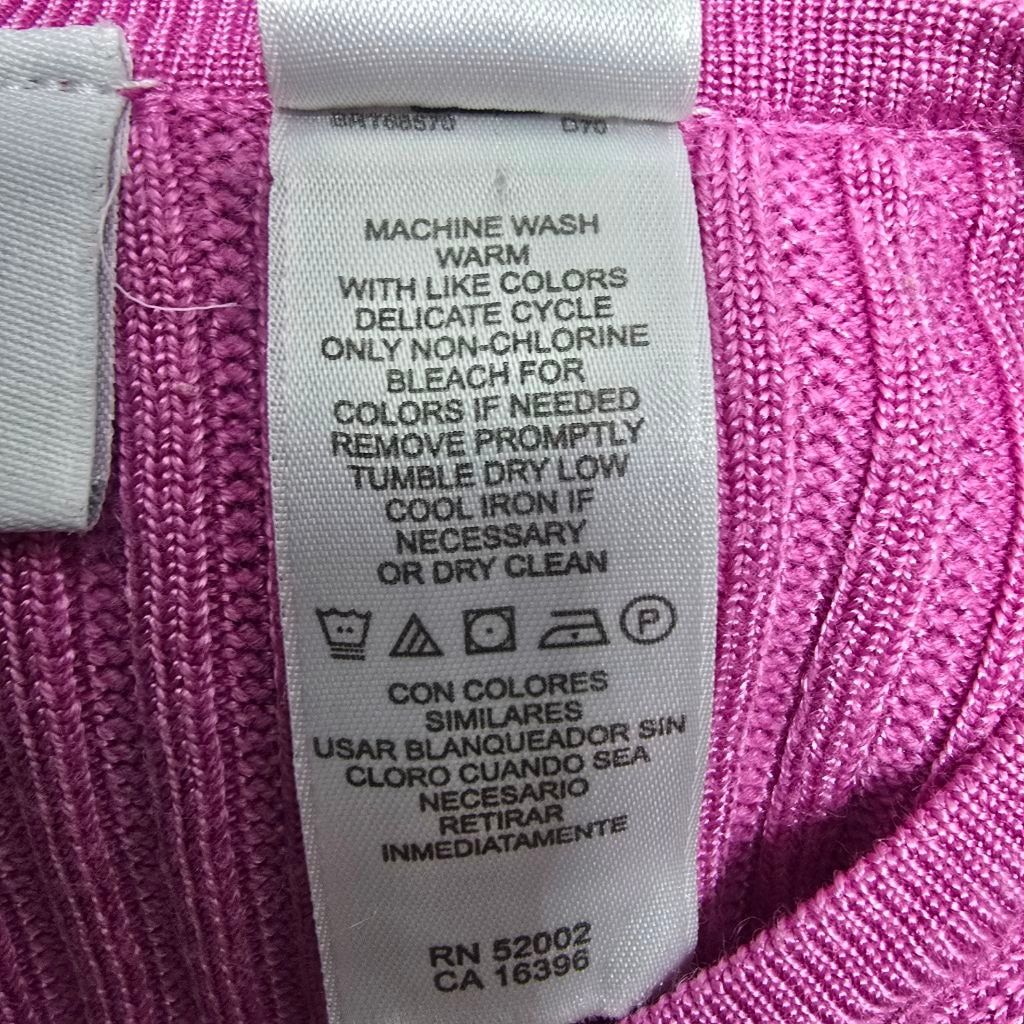 Liz Claiborne Women's Liz Claiborne Petite Pink Ribbed Crew Neck Sweater Size L / US 10 / IT 46 - 7 Thumbnail