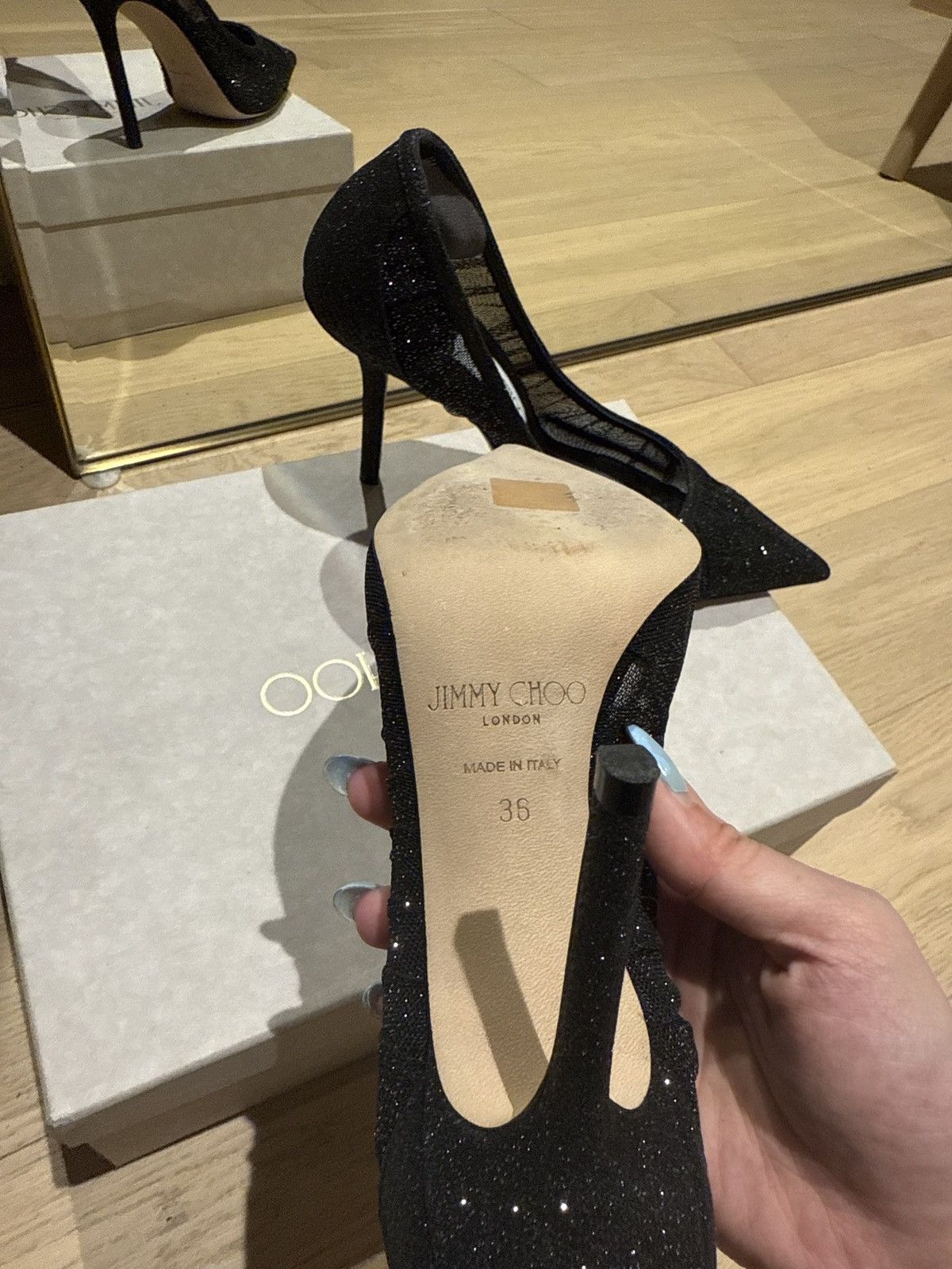 Jimmy Choo Jimmy Choo Love 10mm Glitter Pump Size US 6 / IT 36 - 4 Thumbnail