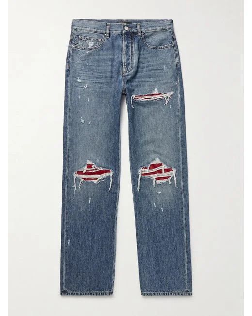 Amiri os11x1225 Mx1 Straight-Leg Panelled Distressed Jeans in Blue Size US 36 / EU 52 - 1 Thumbnail