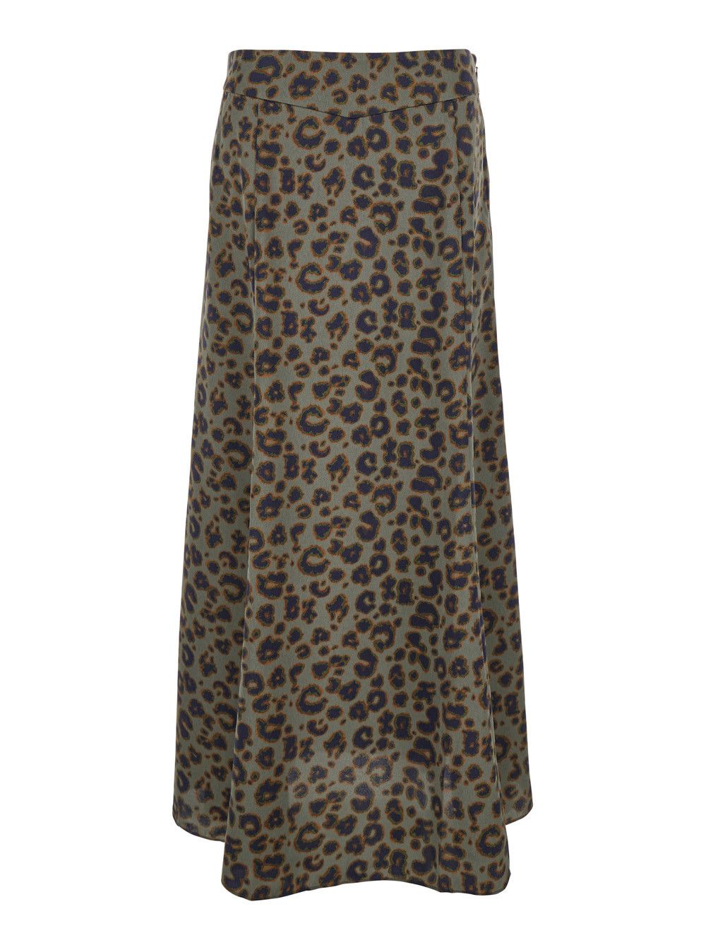ba&sh 'Blaire' Green Long Skirt with All-Over Leopard Print in Tech Fabric Woman Size 34" / US 12 / IT 48 - 1 Thumbnail
