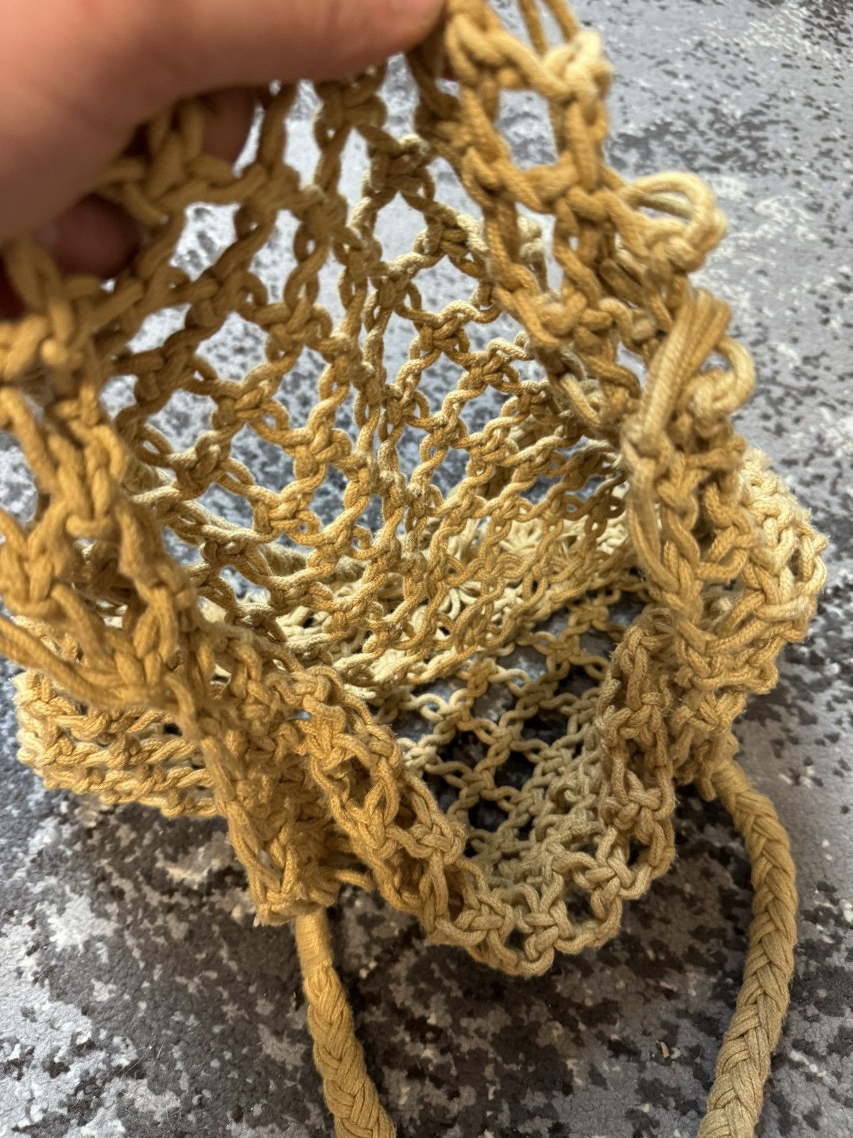 Vintage Vintage Y2K Archival 90s Macrame Bag Brown Openwork Size ONE SIZE - 5 Thumbnail