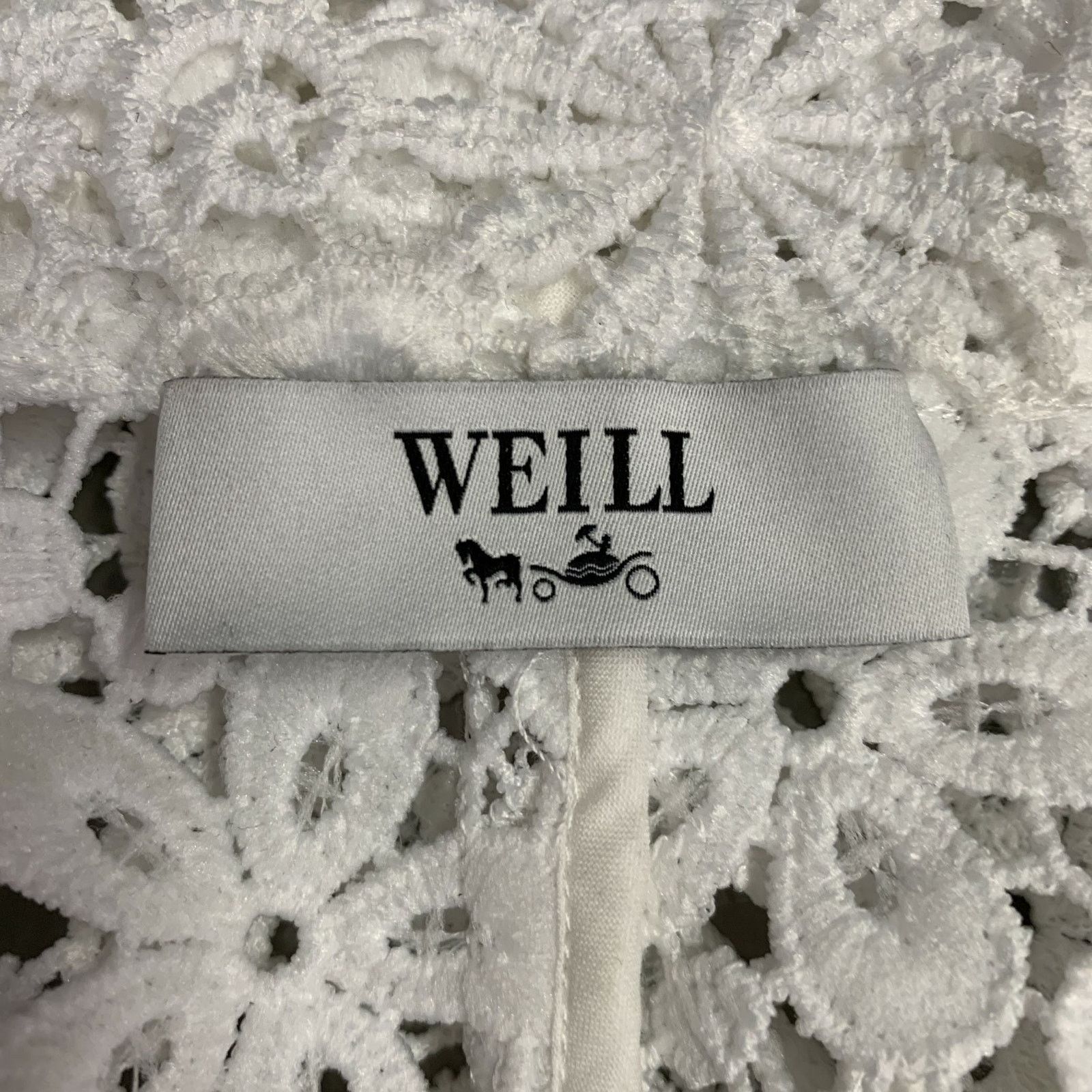 Other WEILL PARIS M White Polyester Lace Notch Lapel Jacket Blazer Size M / US 6-8 / IT 42-44 - 5 Thumbnail