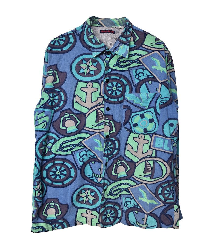 image of Blue Blue Japan Old Art Graphic Shirt 26955 - 722 71 in Blue, Men's (Size Large)