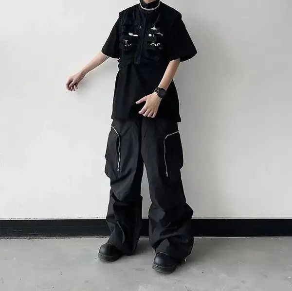 VIBE Baggy Cargo Pants Straight Casual Harajuku Y2K Style Pockets Size US 34 / EU 50 - 3 Thumbnail