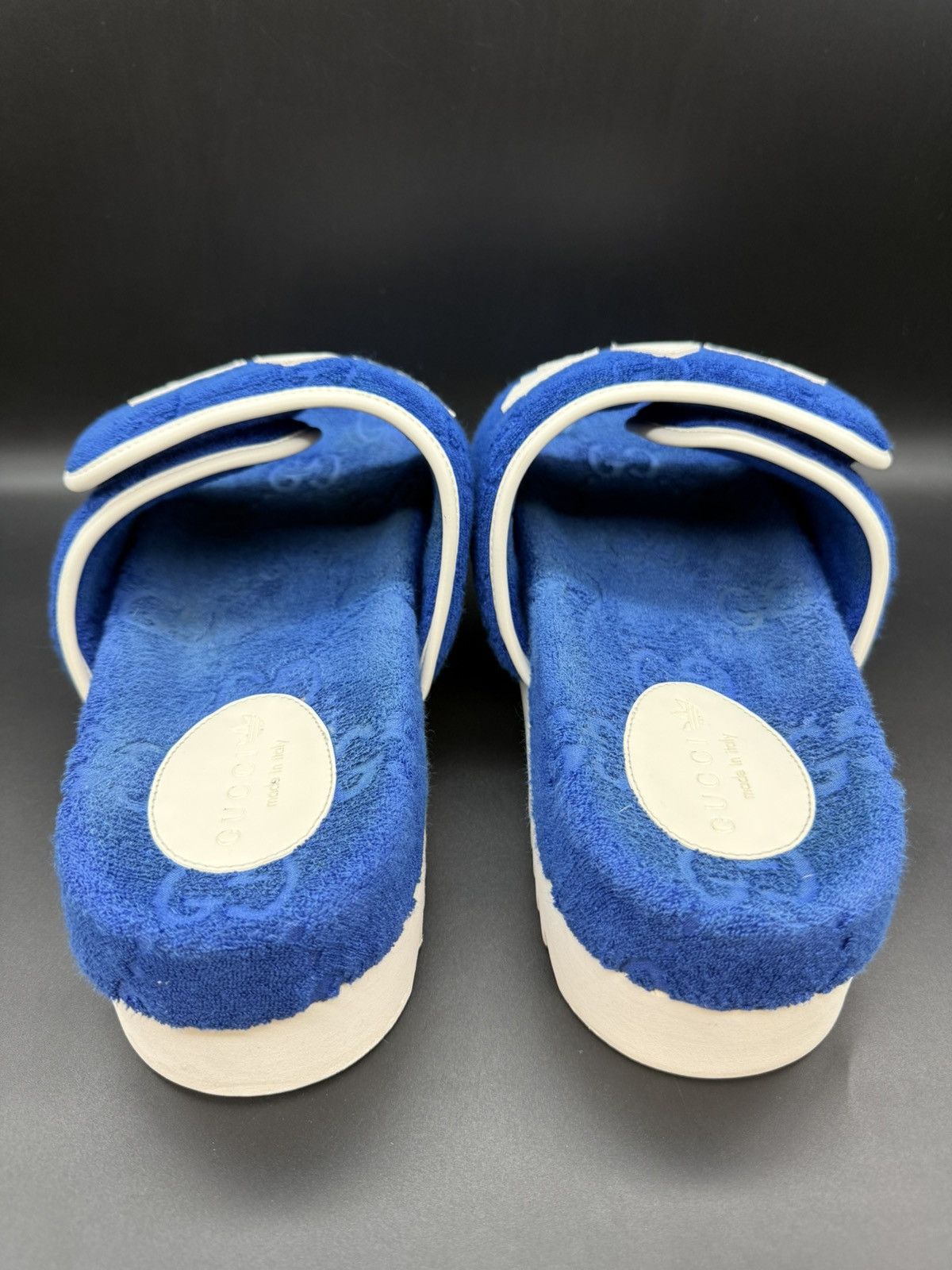 Adidas × Gucci Gucci x Adidas Magic Sponge Platform Slide Blue/White Size US 12 / EU 45 - 5 Thumbnail