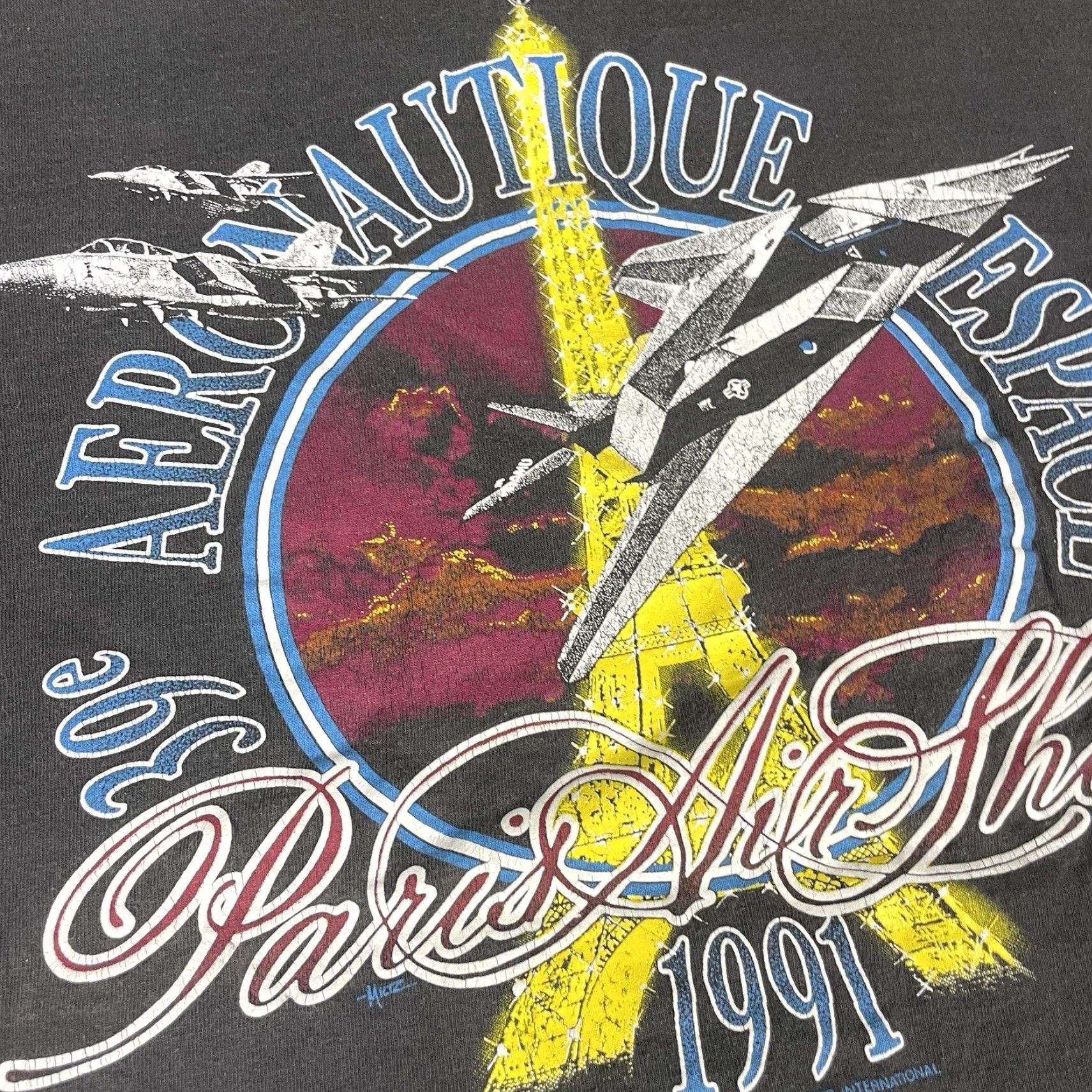 Vintage Vintage Paris Air Show T Shirt Mens Large Black Wings Aviation Distressed Rare L Size US L / EU 52-54 / 3 - 4 Thumbnail