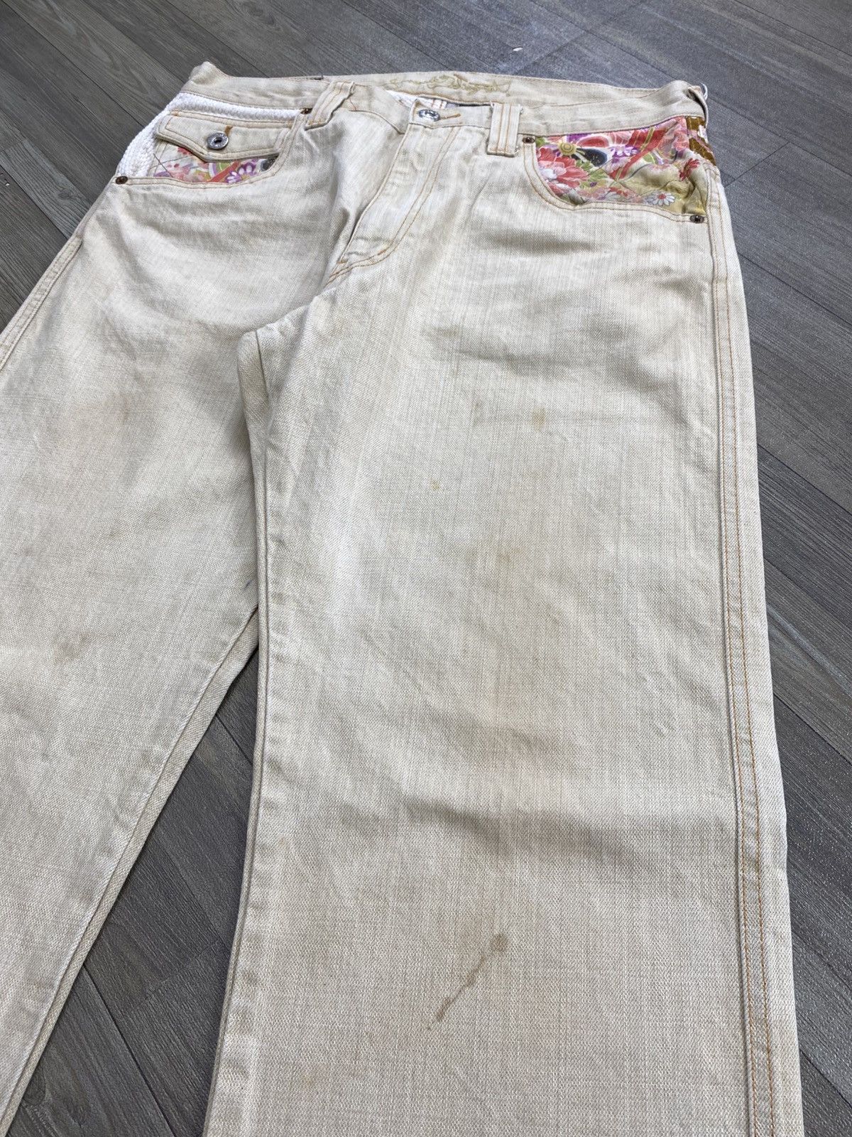 Japanese Brand Juvenile Delinquent Sakura Sukajan Karakuri Style Jeans Size US 32 / EU 48 - 12 Thumbnail