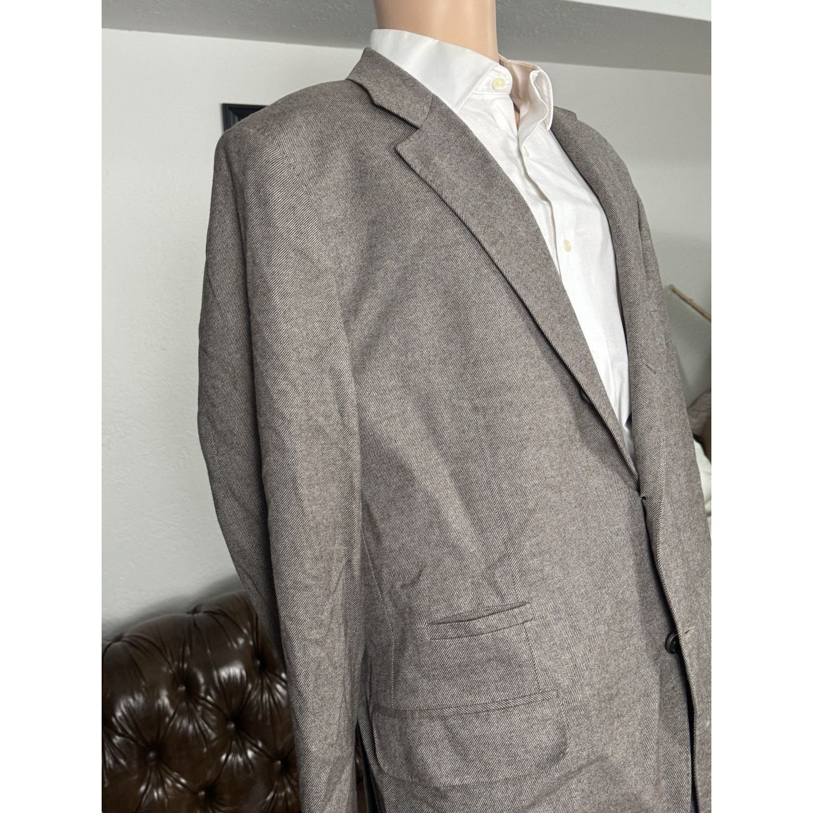 Brunello Cucinelli Brunello Cucinelli Wool Cashmere Silk Taupe Sportcoat 54/44 Size 44R - 6 Thumbnail