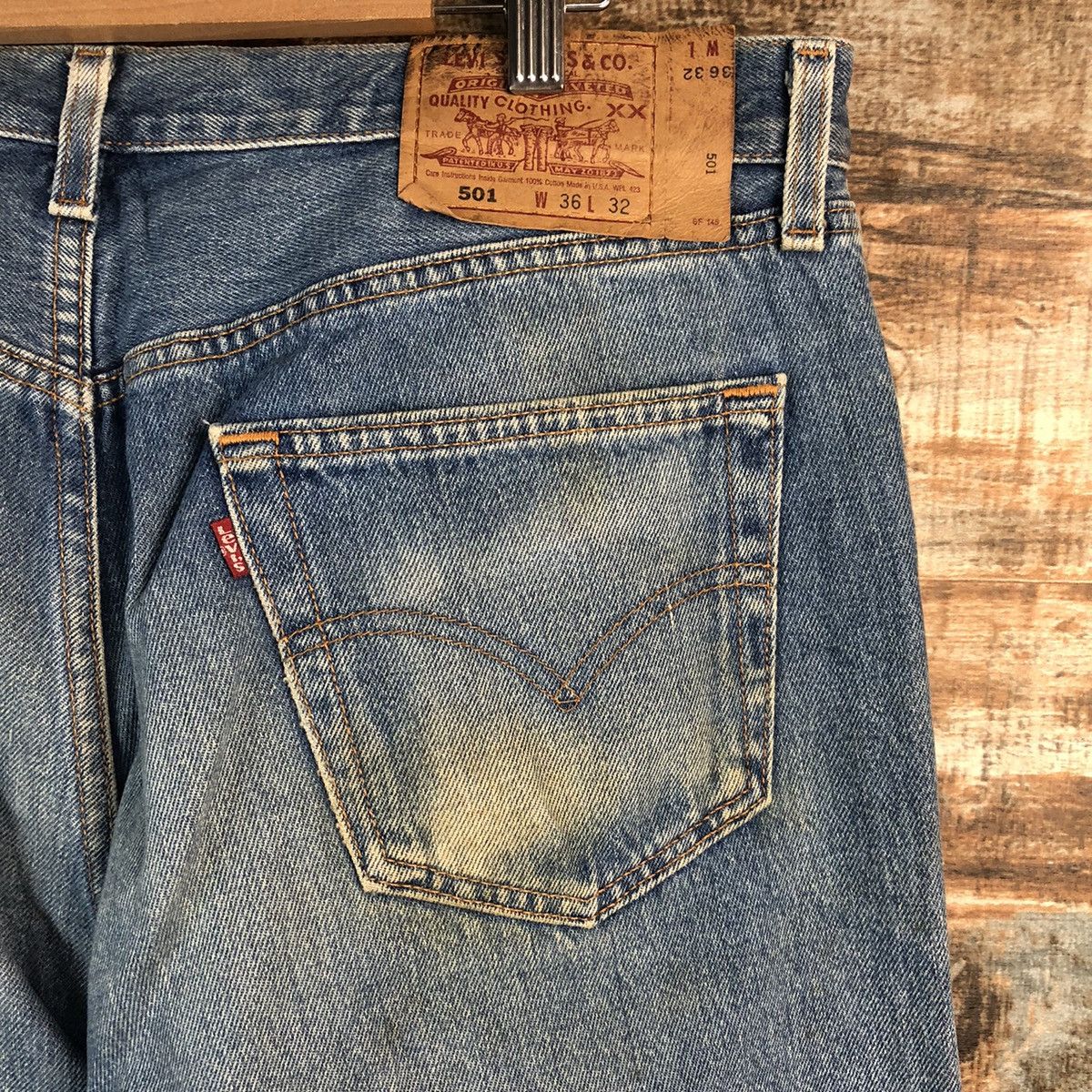 Levi's Levis 501 vintage ripped Blue Denim Pants #A2578 Size US 37 - 17 Thumbnail