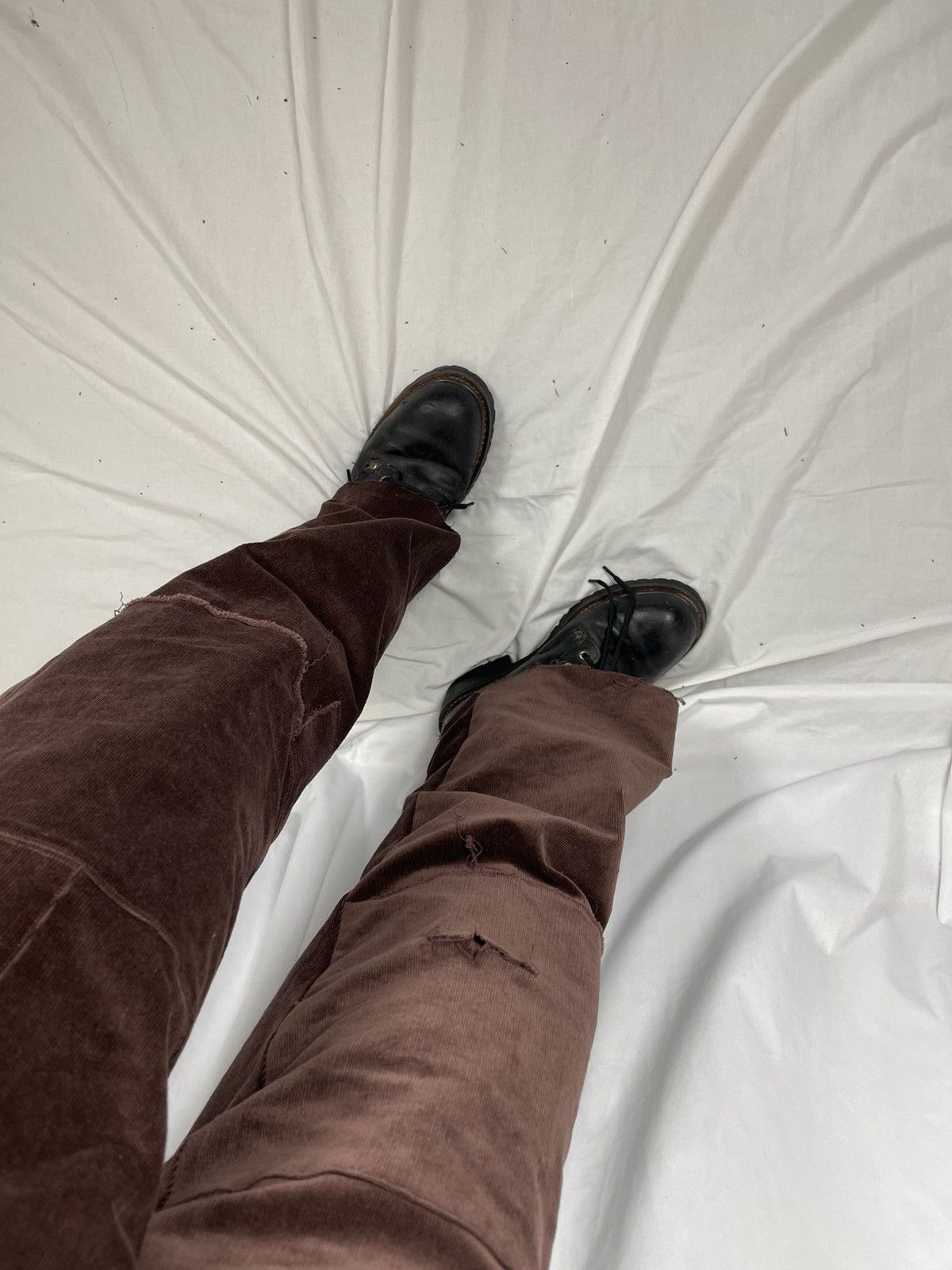 Chorley Maroon corduroy double knee distressed patchwork baggy pant Size US 34 / EU 50 - 7 Thumbnail
