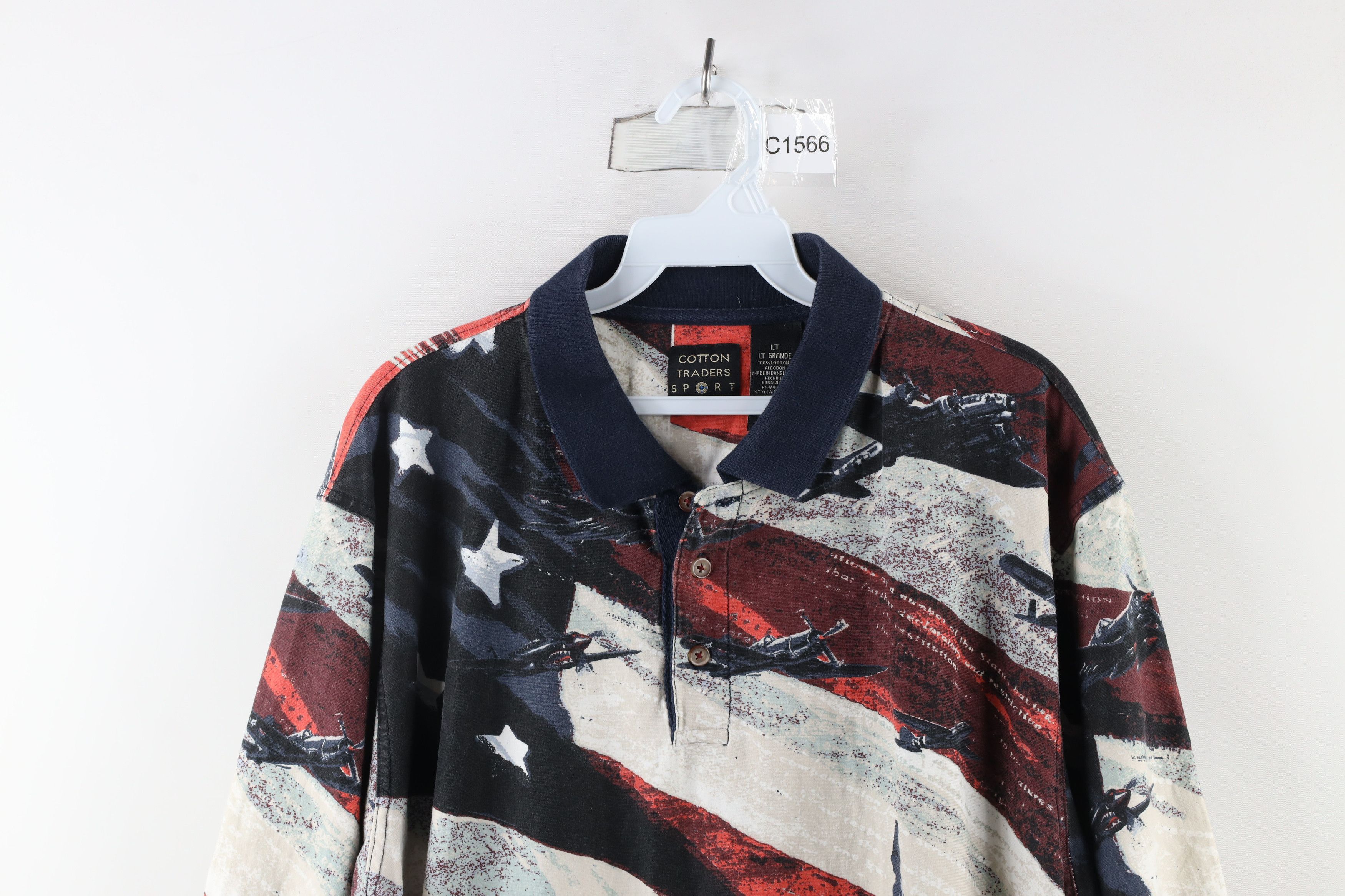 Vintage Vintage 90s Streetwear Statue of Liberty All Over Print Polo Size US L / EU 52-54 / 3 - 2 Thumbnail