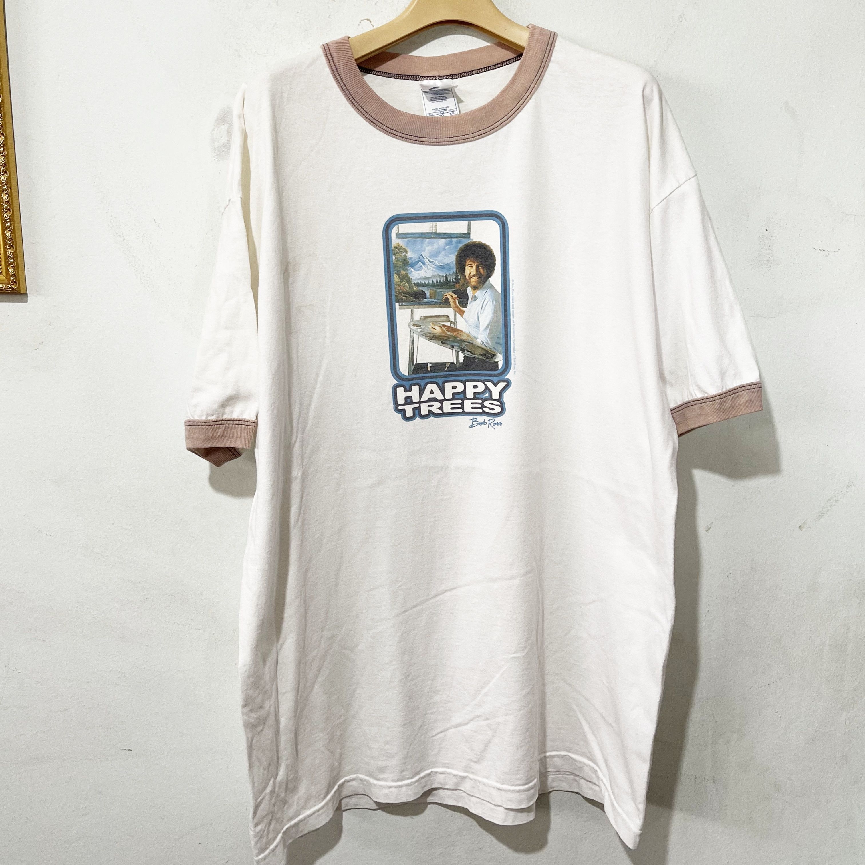 Arts & Science Vintage Bob Ross “Happy Trees” Ringer T-Shirt Size US XL / EU 56 / 4 - 1 Thumbnail
