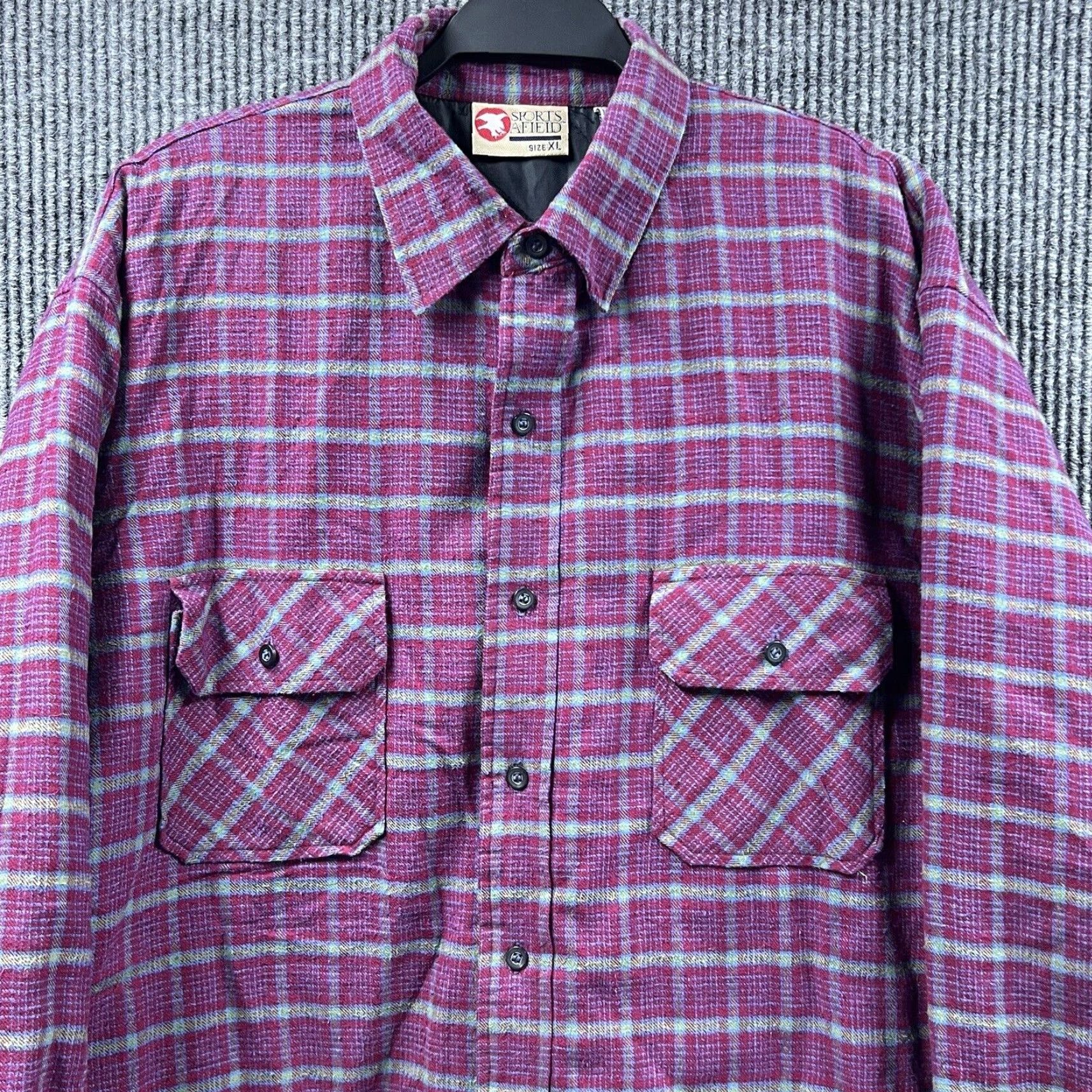 Vintage Sports Afield Jacket XL Red Plaid Quilted Lined Shacket Mens Size US XL / EU 56 / 4 - 3 Thumbnail