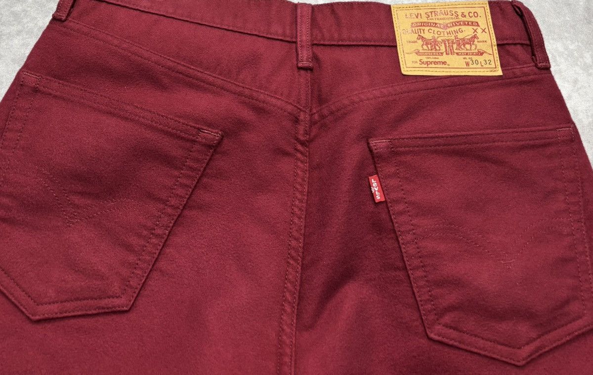 Levi's × Supreme Supreme Levi’s Moleskin 505 Jeans Burgundy (FW15) Size US 30 / EU 46 - 2 Thumbnail