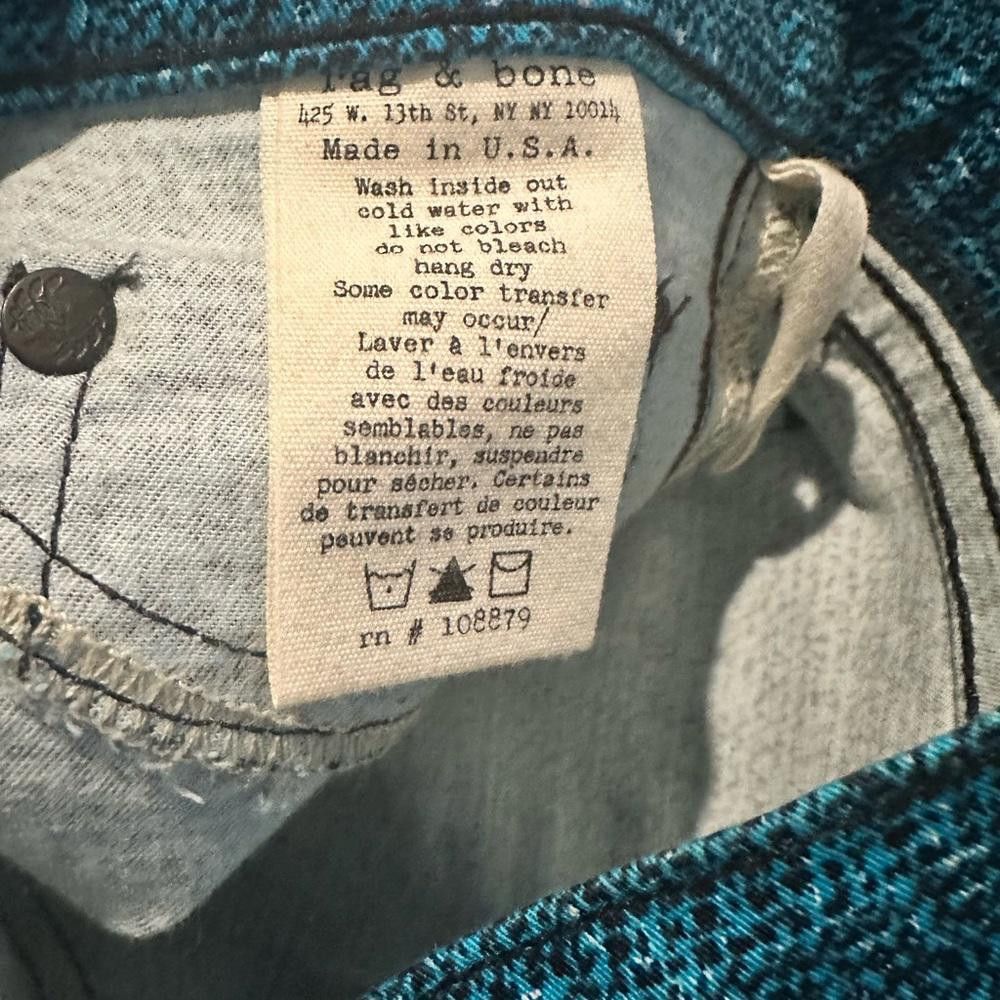 Rag & Bone Rag & Bone Turquoise Blue Black Tweed Print Stretch Pant 30 Size 30" / US 8 / IT 44 - 8 Thumbnail