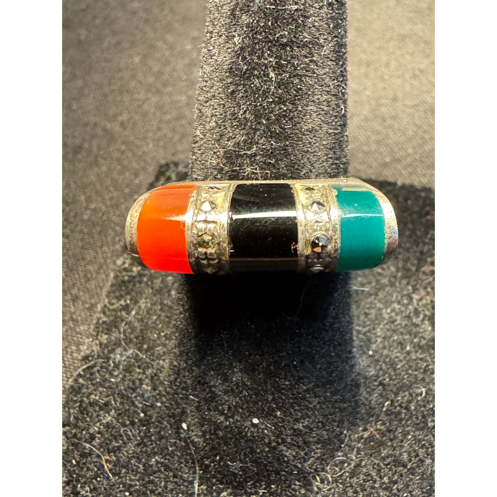 Other 925 Sterling Onyx Carnelian Jade Size 6 Ring Size ONE SIZE - 1 Thumbnail
