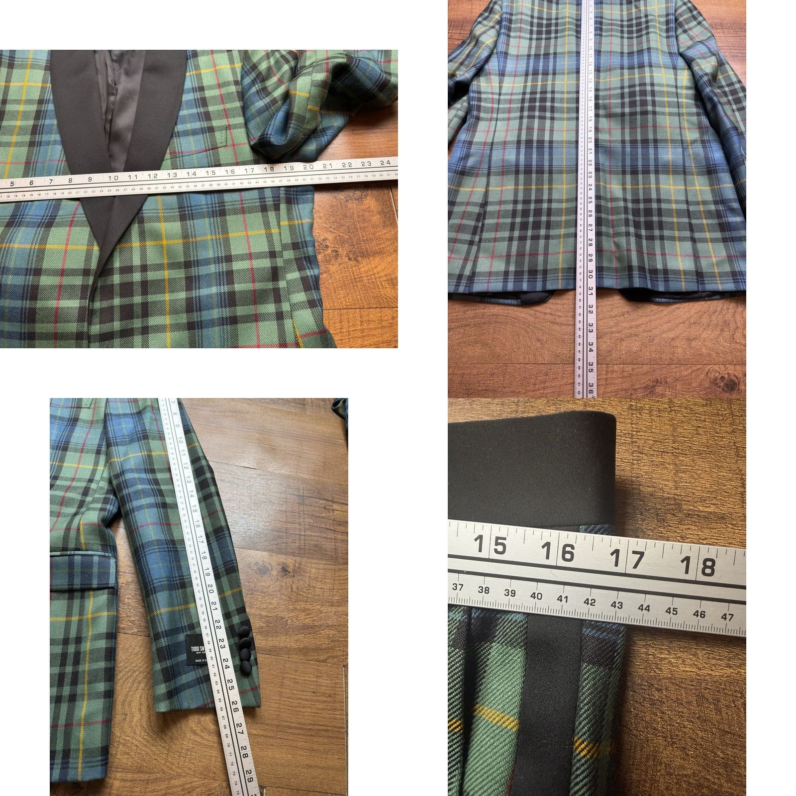 Todd Snyder NWT Todd Snyder Italian Peak Lapel Tuxedo Suit Wool Tartan Plaid Mens Size 40L Jacket Pants 2 Piece Green Wool Peak Taupe/Green? Size 40R - 11 Thumbnail