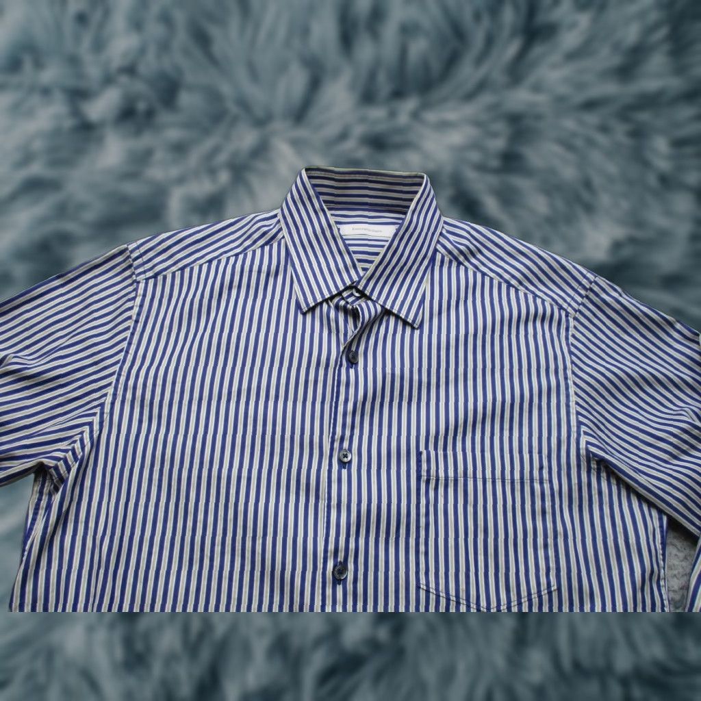 Ermenegildo Zegna Dress Shirt Mens Large Blue White Stripe Button Down Italy