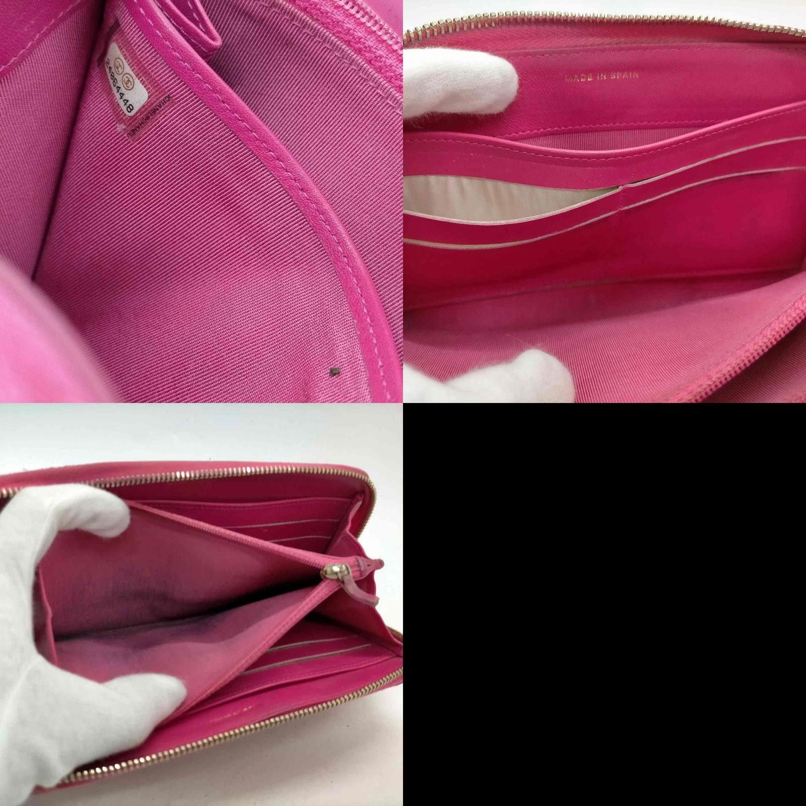 Chanel Chanel Caviar Chevron Large Gusset Zip Around Wallet Pink Size ONE SIZE - 3 Thumbnail