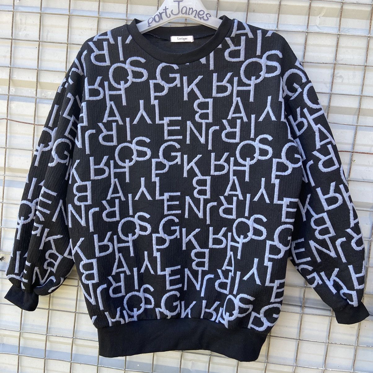 image of Avant Garde Fullprint Alphabet Longsleeve Sweatshirt in Black, Men's (Size Medium)
