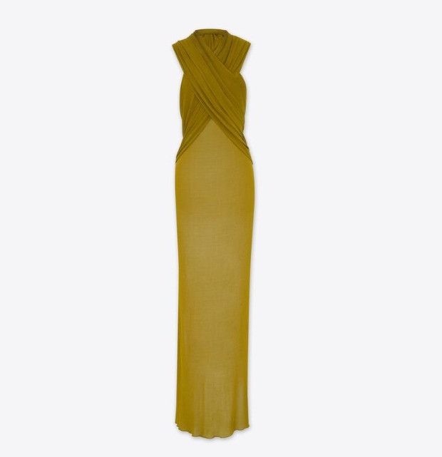Saint Laurent Paris o1s1wg111024 Hooded Maxi Dress in Dark Mustard Size S / US 4 / IT 40 - 1 Thumbnail