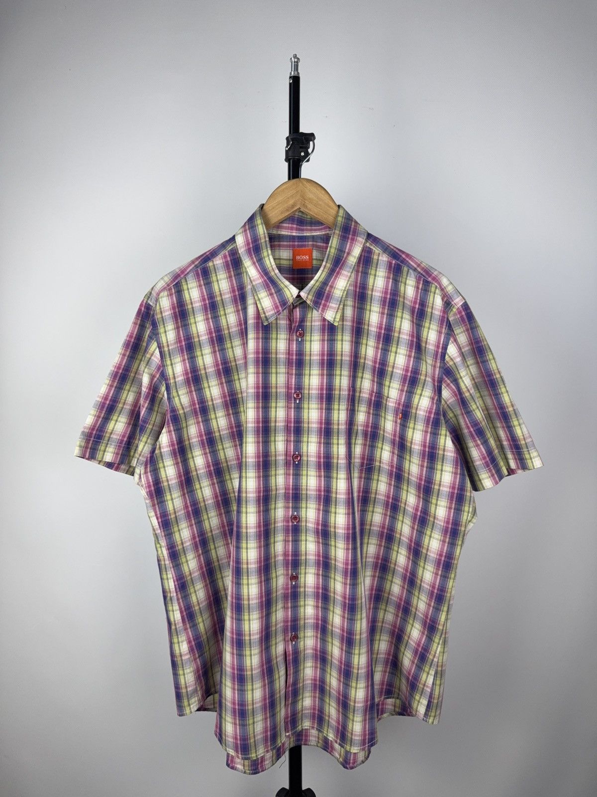 Hugo × Hugo Boss Hugo Boss Orange Label Patterned Shirt Short Sleeve Y2K Size US XL / EU 56 / 4 - 1 Thumbnail