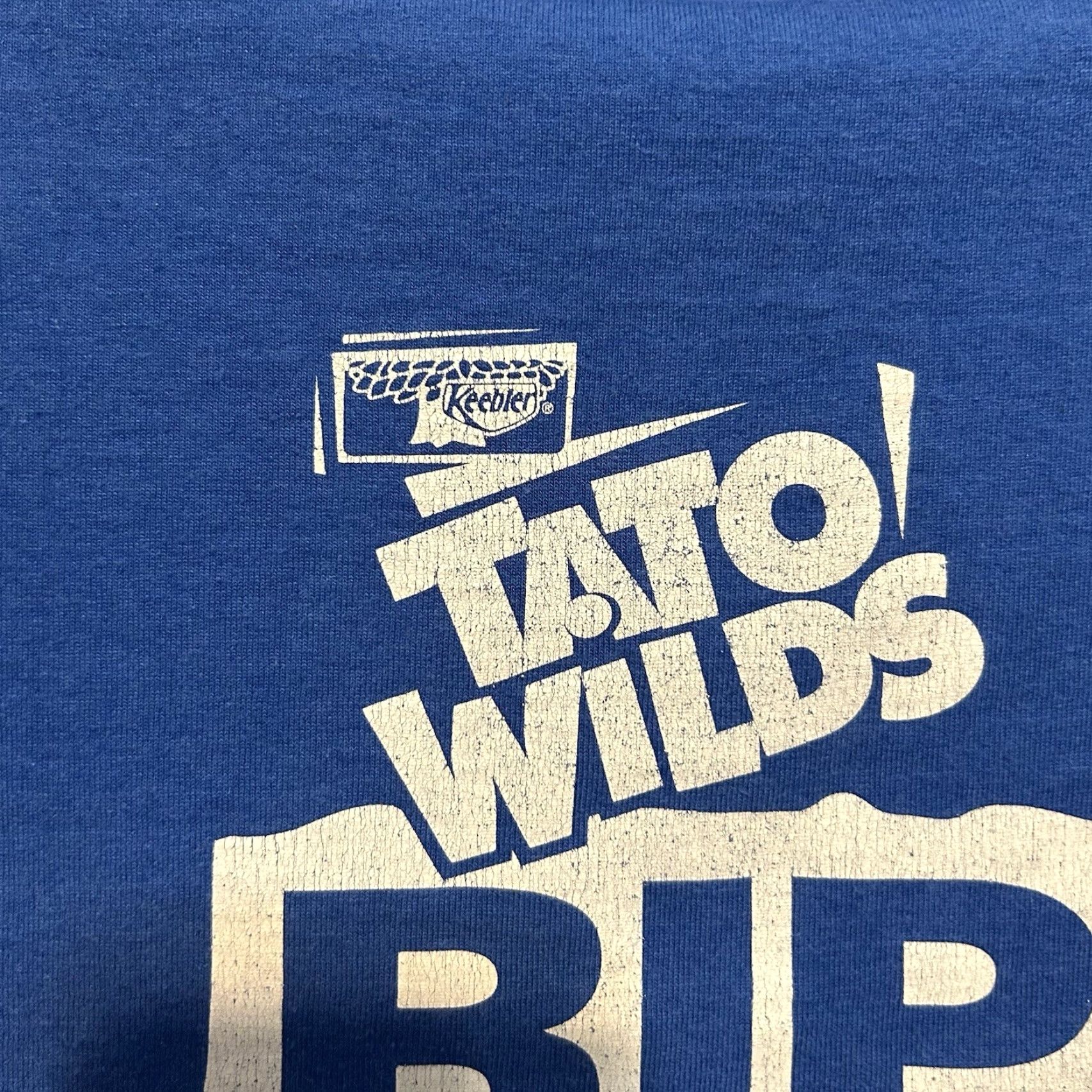 Fruit Of The Loom VINTAGE 90s Keebler Tato Wild Shirt Men XL Blue Double-Sided Knit Cotton 1990s Promotional Keebler Logo USA Men XL Blue Shirt Size US XL / EU 56 / 4 - 6 Thumbnail