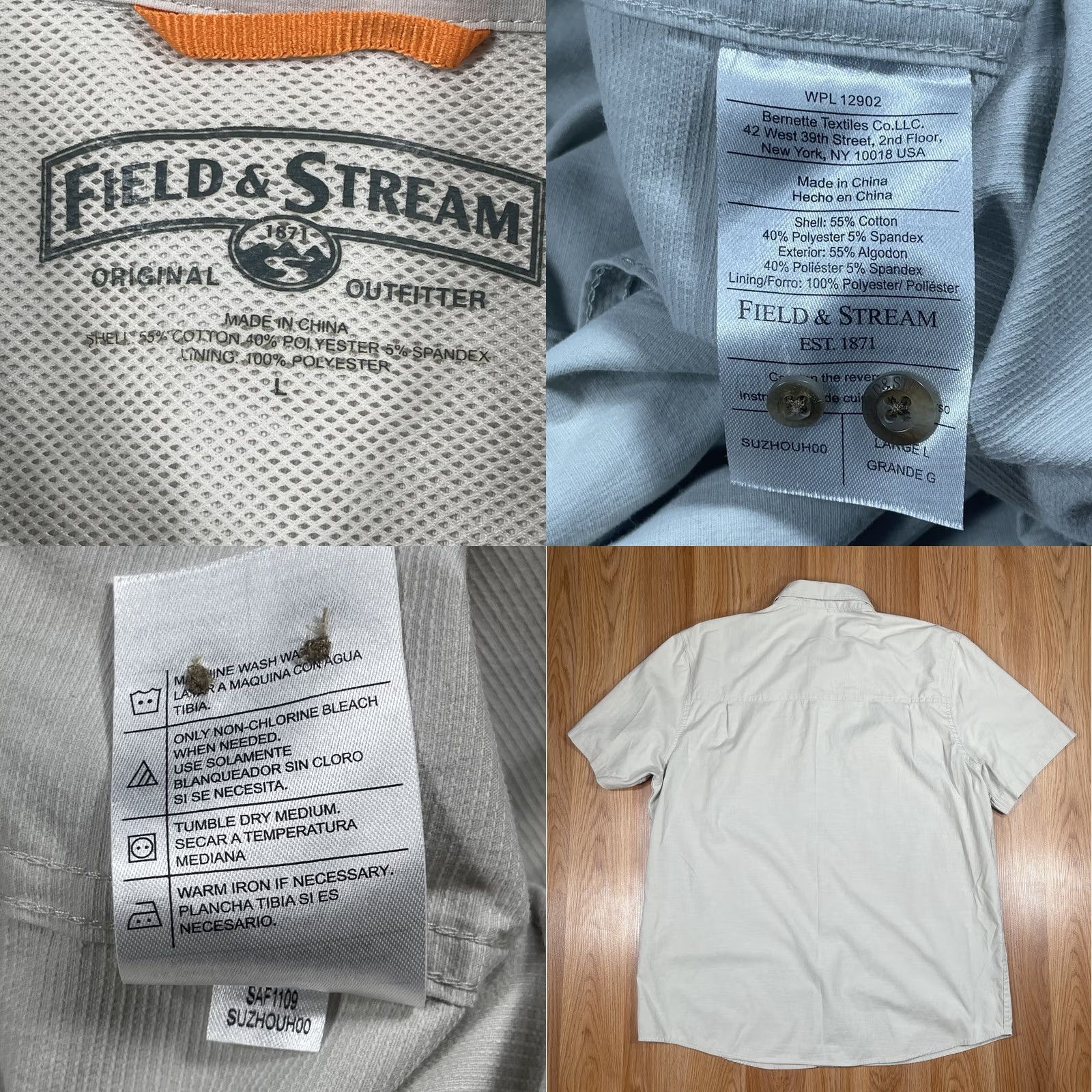 Vintage Field & Stream Shirt Mens L Beige Button-Down Short Sleeve Stretch Crew Neck? Size US L / EU 52-54 / 3 - 8 Thumbnail