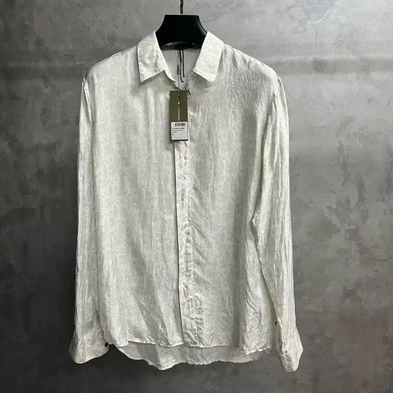 Dior White Cotton Long Sleeve Shirt for Men 0089