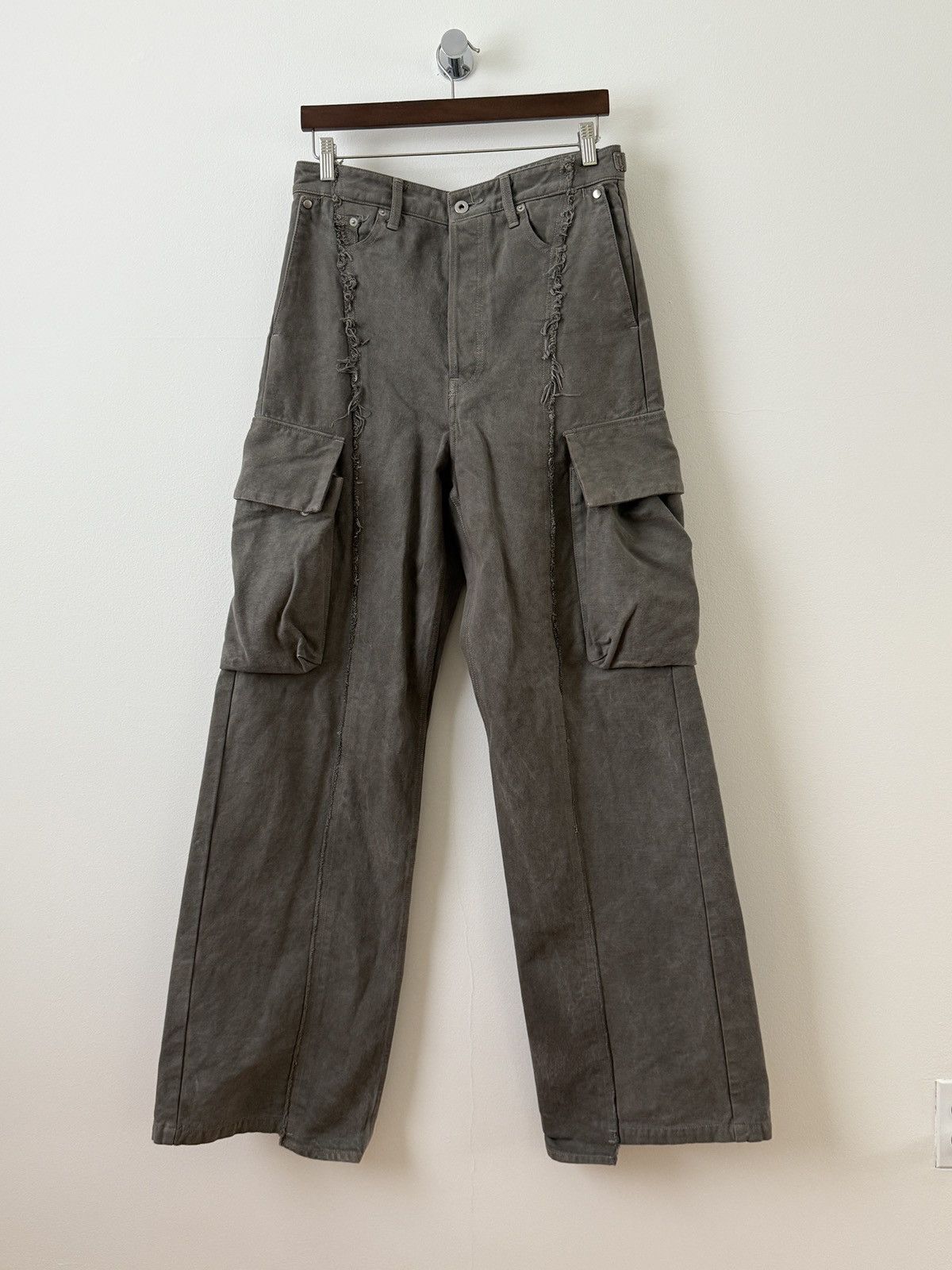 Pre-owned Vuja De The "diviser" Inside-out Denim Cargo Pants In Gray