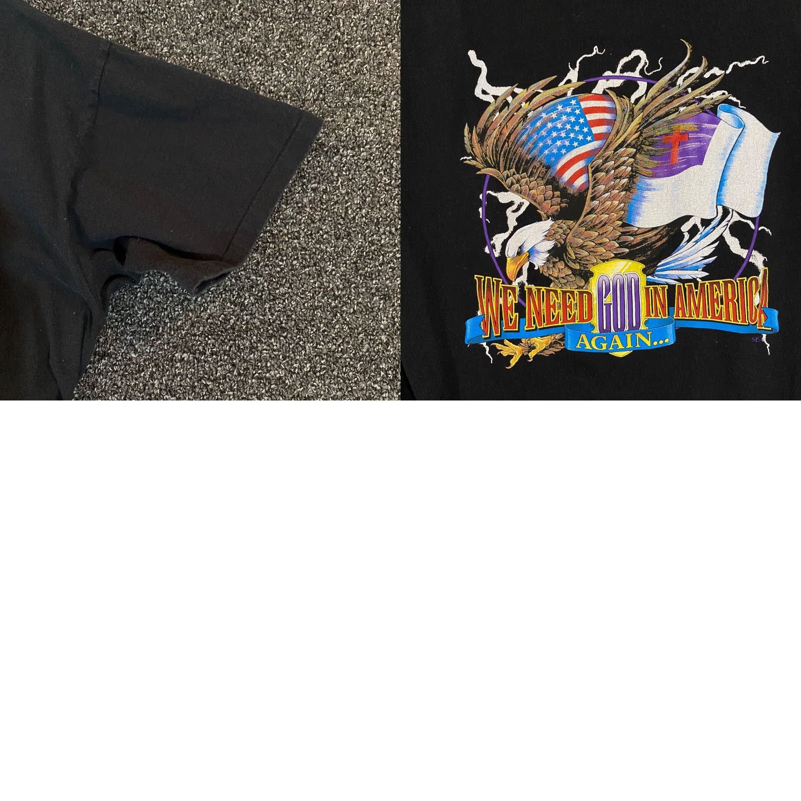 Anvil VINTAGE God Shirt Mens Large Black Need God Again Short Sleeve Eagle Graphic Size US L / EU 52-54 / 3 - 8 Thumbnail