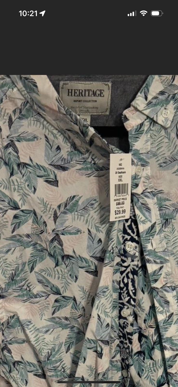 Other White and green short sleeve button up shirt #HawaiianShirt Size US XXL / EU 58 / 5 - 3 Thumbnail