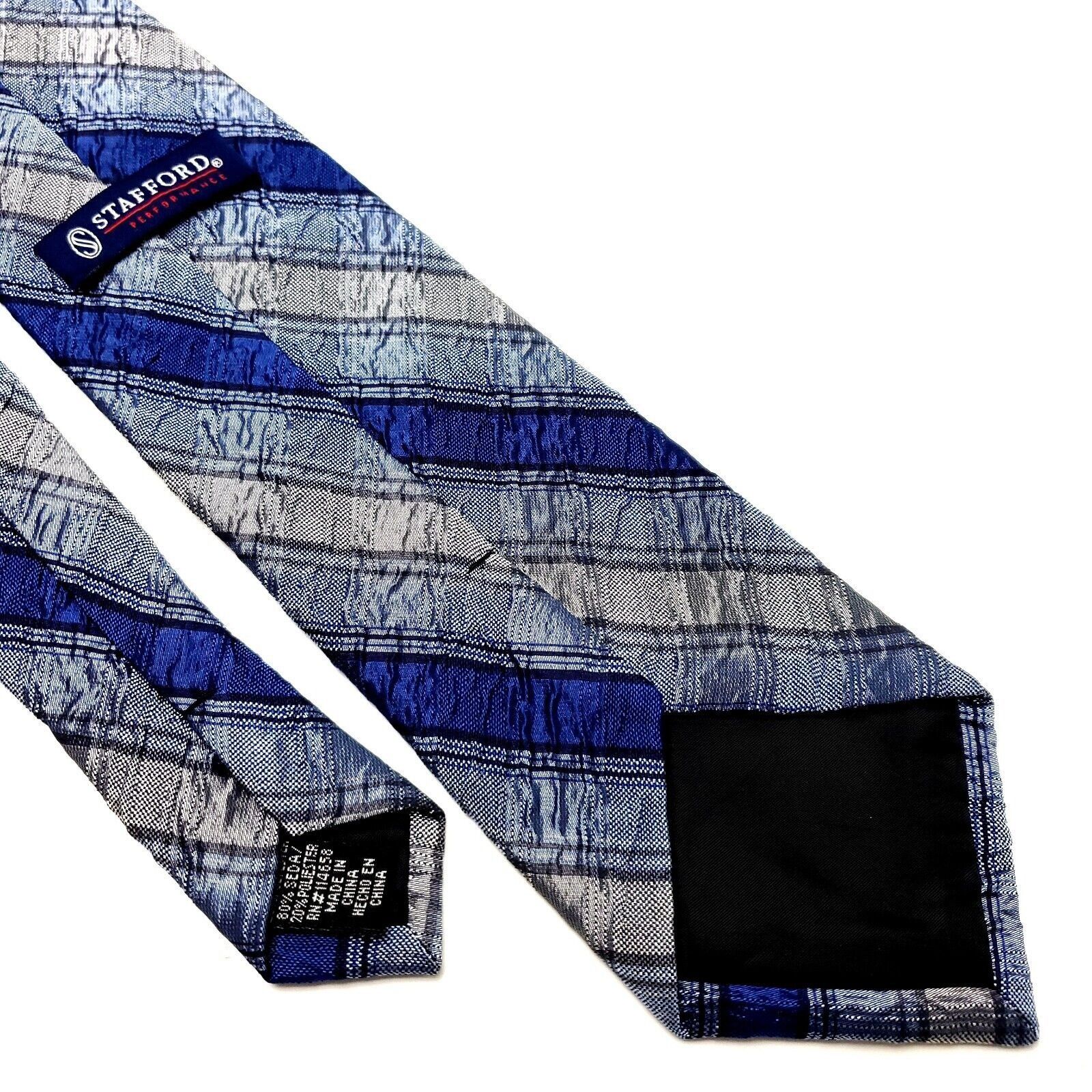 Stafford Stafford Performance Silk Tie Blue Striped Woven Size ONE SIZE - 5 Thumbnail