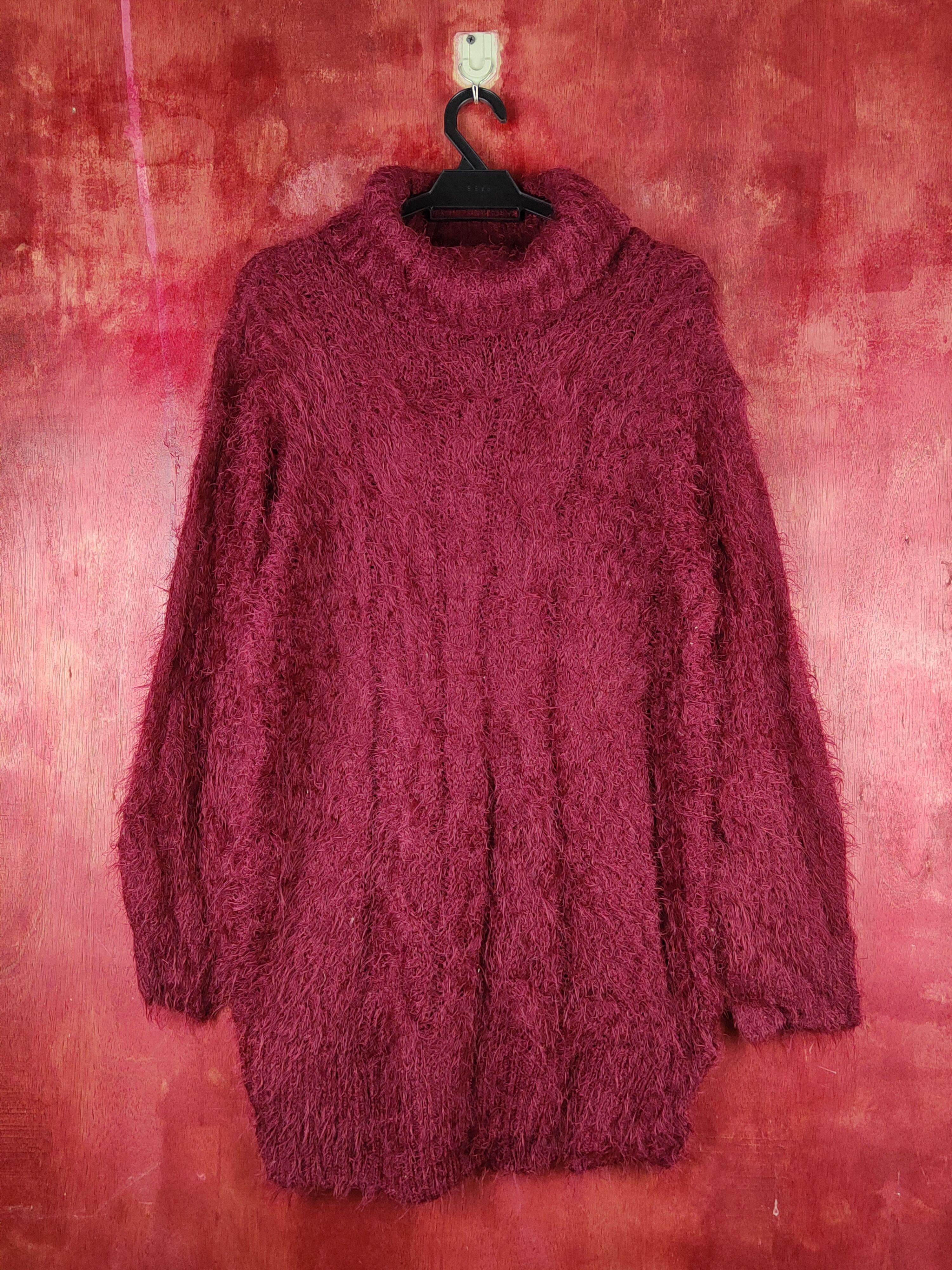 Aran Isles Knitwear Jalassio Maroon Shag Shaggy Fur Mohair Knitwear #S1943 Size L / US 10 / IT 46 - 1 Thumbnail