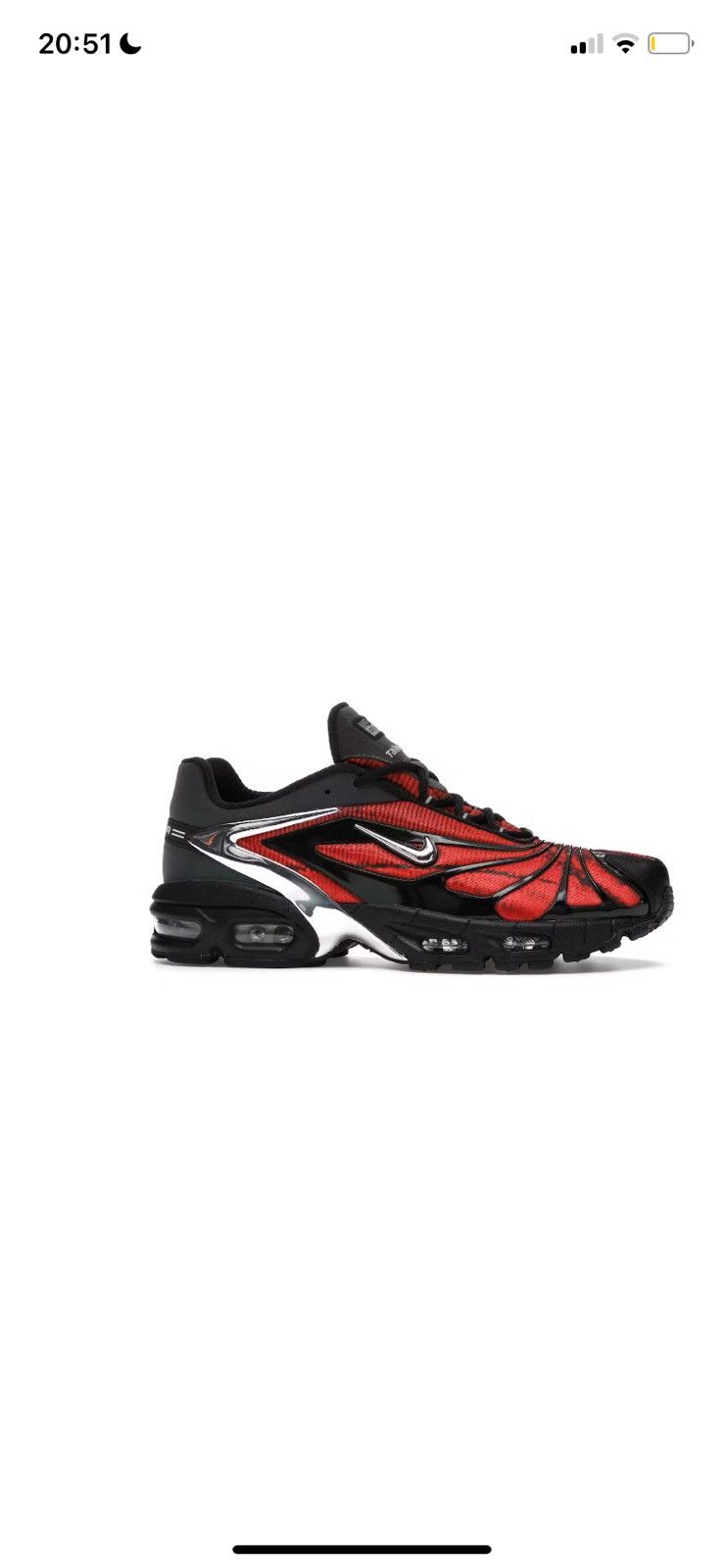 image of Nike x Skepta Air Max Tailwind V Black / Shoes in Chrome Red, Men's (Size 12)