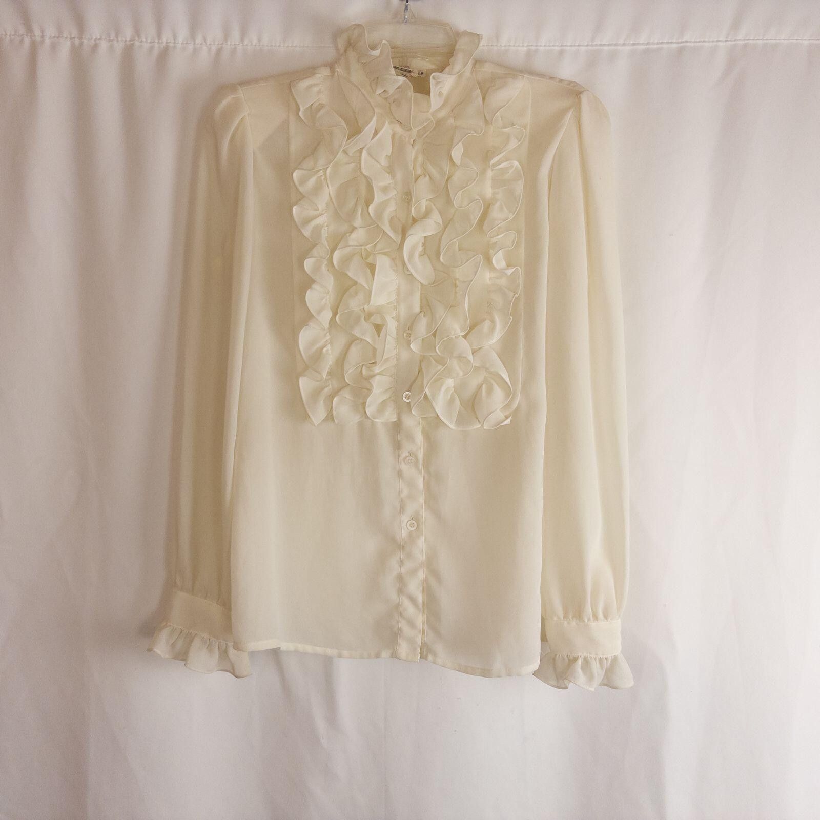 Other Lloyd Williams Vintage Ivory Solid Blouse Womens 8 Medium Size M / US 6-8 / IT 42-44 - 3 Thumbnail