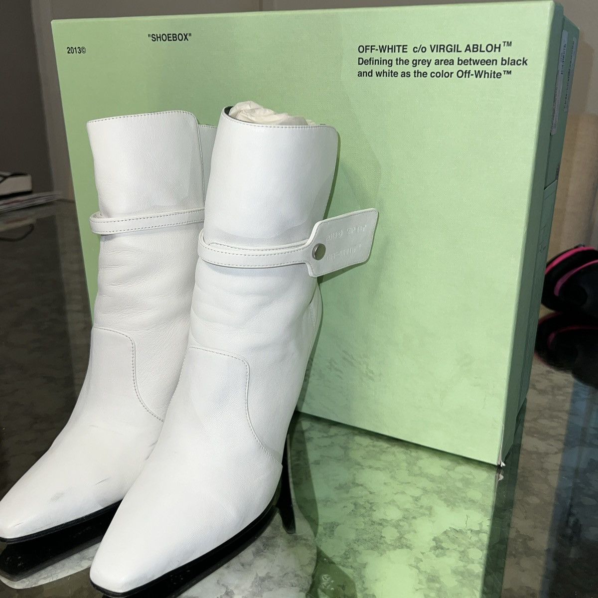 Off-White × Virgil Abloh Off-White Virgil Abloh Leather Zip Tie Pointed Toe Bootie 36 Size US 5.5 / IT 35.5 - 3 Thumbnail