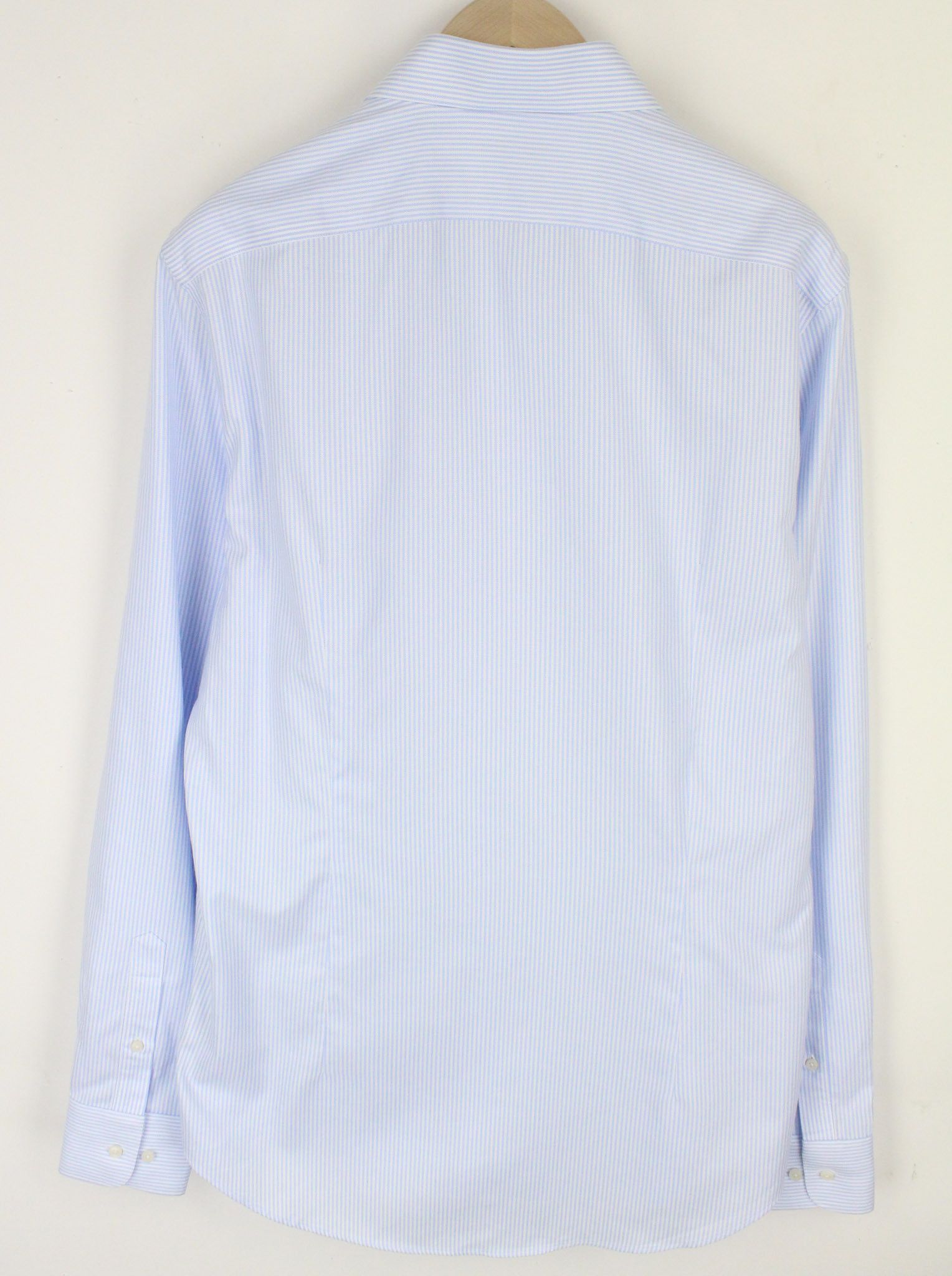Suitsupply 44L/17 1/2L Extra Slim Blue Cotton Striped 72362 Size 44L - 2 Thumbnail
