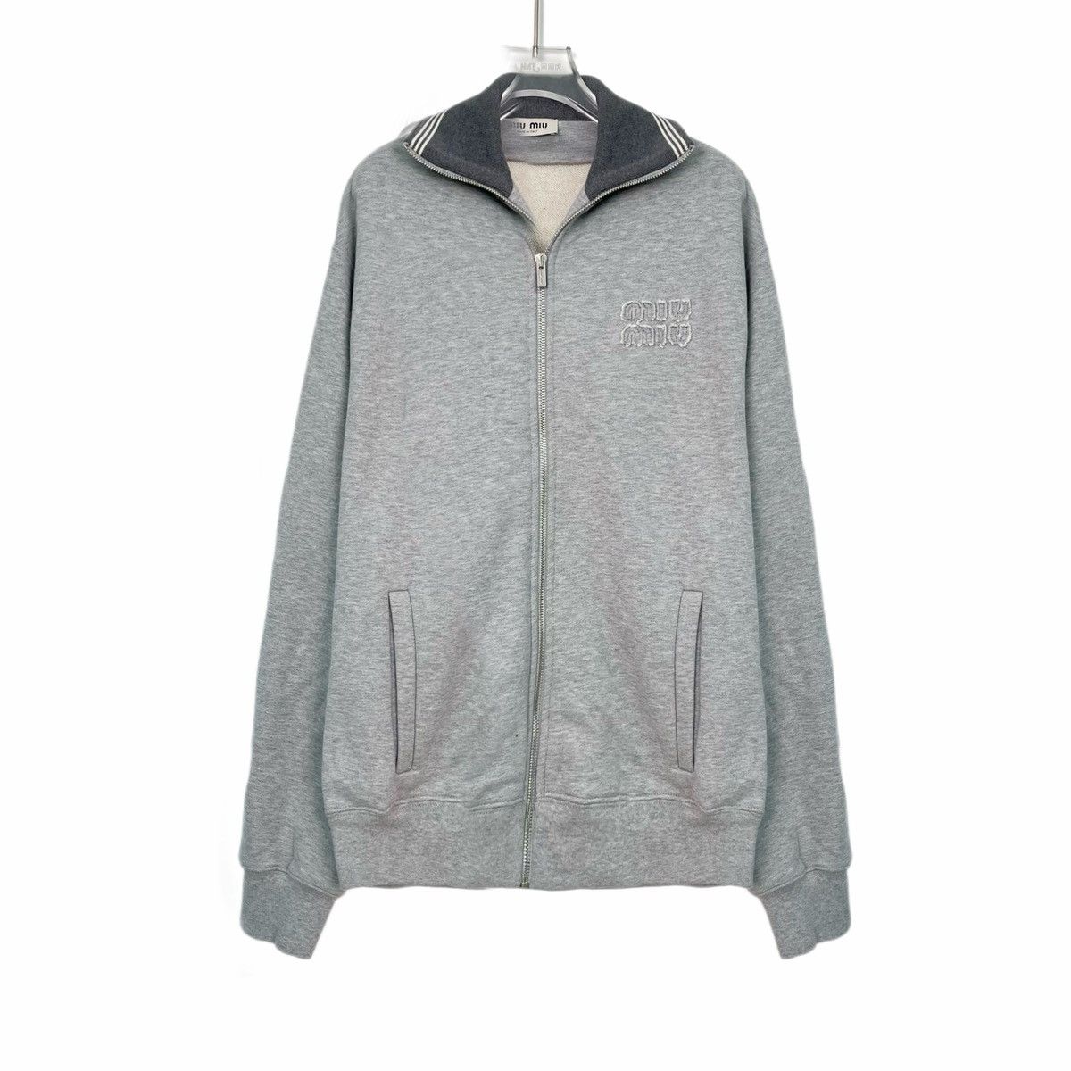 Miu Miu Miu Miu Grey Heavyweight Zip Up Hoodie | Grailed