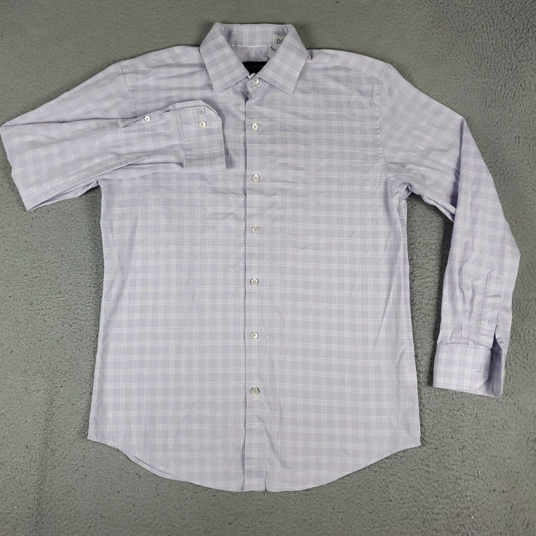 BUGATCHI Bugatchi Uomo Shirt Mens Size 16 Purple Plaid Dress Button Up Long Sleeve Size 42R - 2 Thumbnail