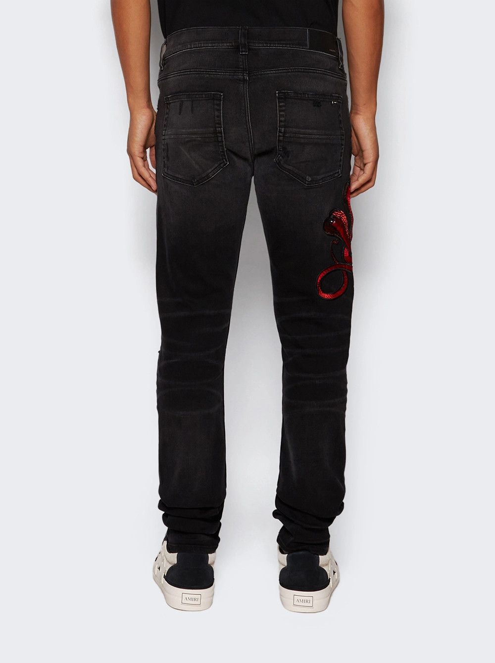 Amiri oc11z1125 Red Snake Thrasher Jeans in Black Size US 32 / EU 48 - 5 Thumbnail