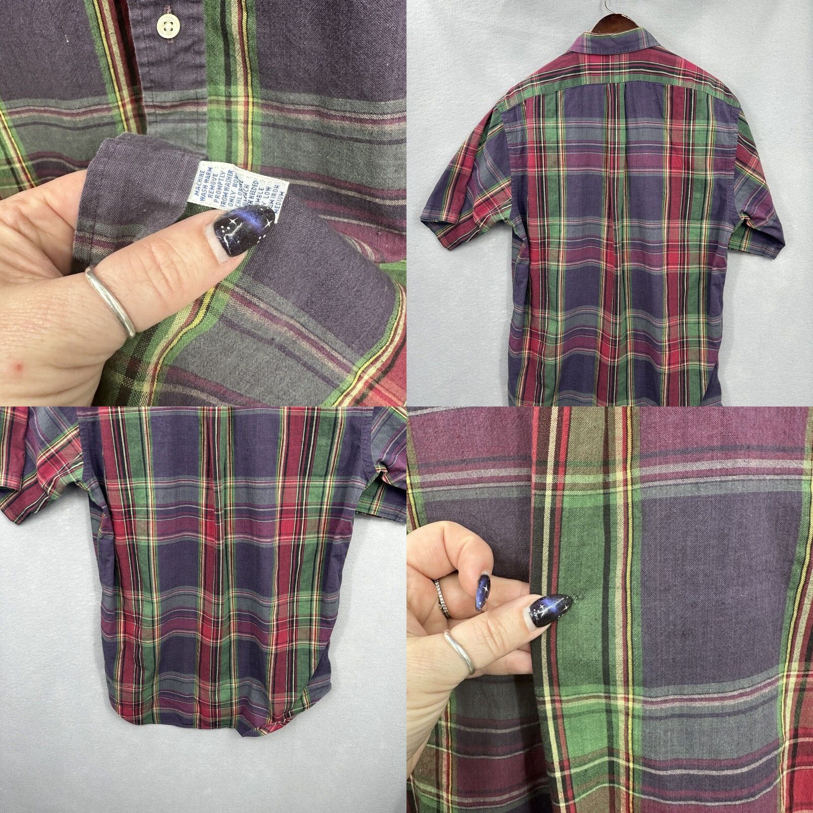 Polo Ralph Lauren VINTAGE Polo Ralph Lauren Shirt Mens M Plaid Blue Short Sleeve Button-Up 100% Cotton Classic Preppy Mens Size US M / EU 48-50 / 2 - 8 Thumbnail