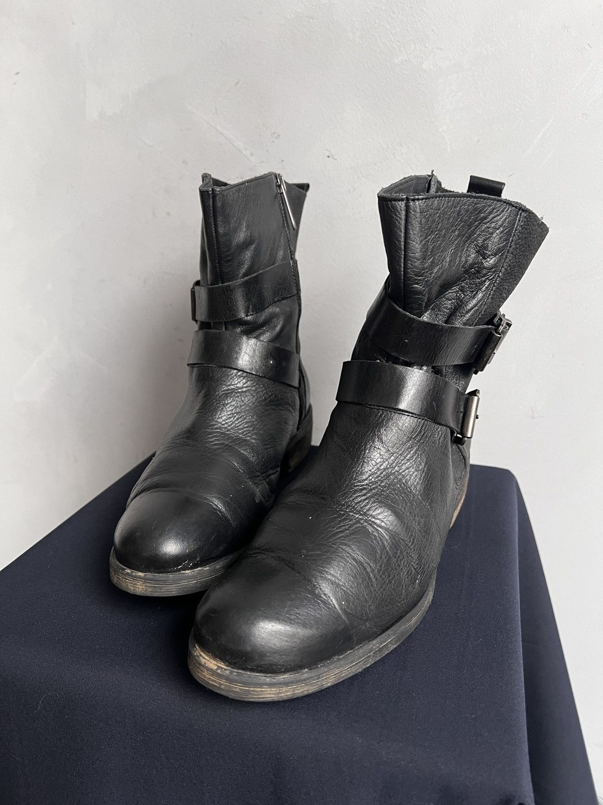 Hedi Slimane Undercover style leather belted avant garde boots hype Size US 7.5 / EU 40-41 - 5 Thumbnail