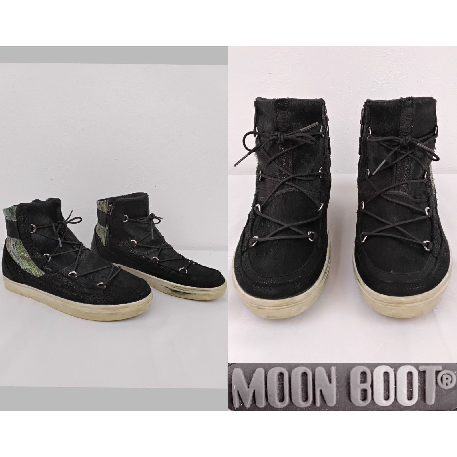 Moon Boot Moon Boot Sneakers Women's 9.5 Black Fur & Snake Print Size US 9.5 / IT 39.5 - 1 Thumbnail