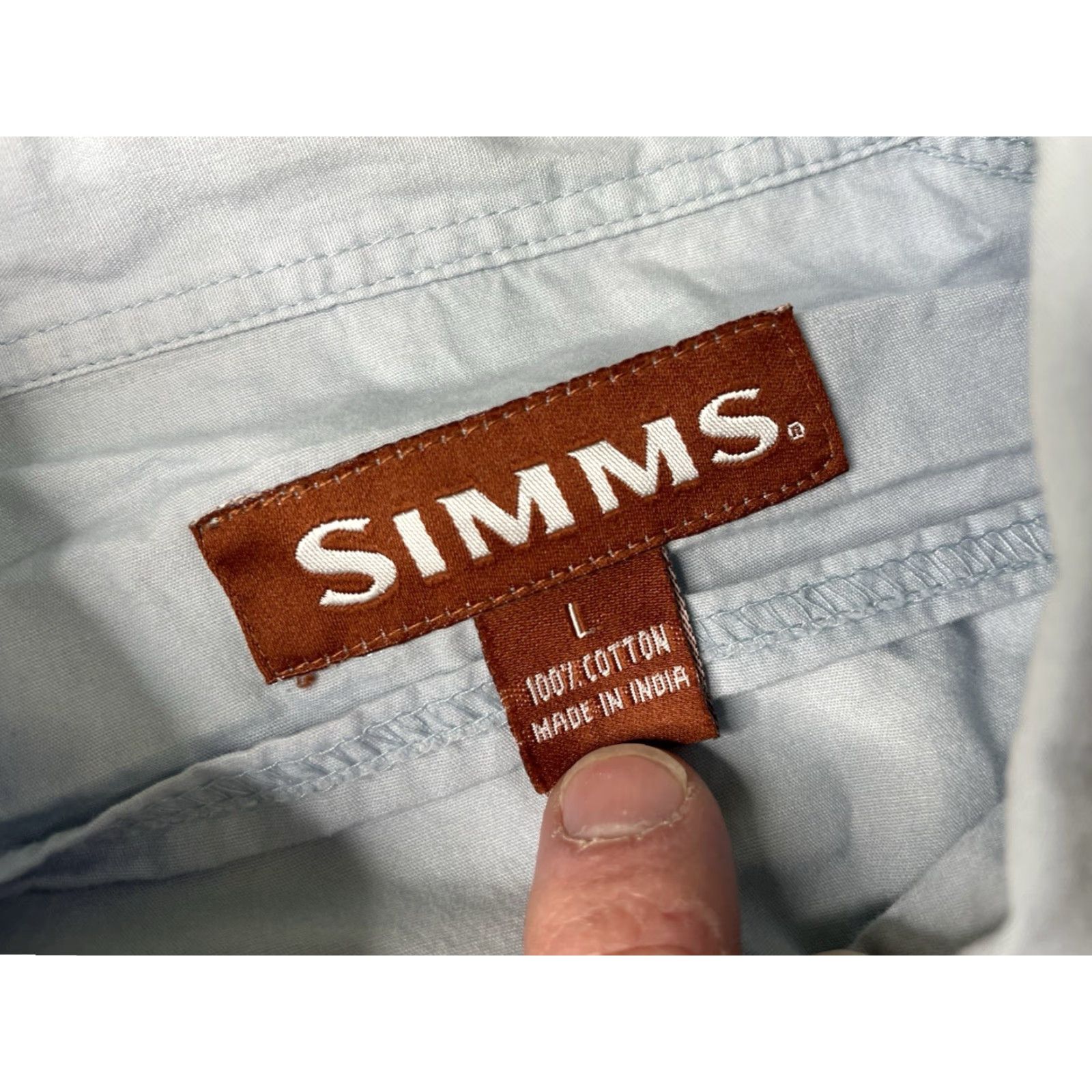 Vintage SIMMS Fishing Shirt Long Sleeve Button-Up Vented Back Blue Mens Large Cotton Fly Size US L / EU 52-54 / 3 - 3 Thumbnail
