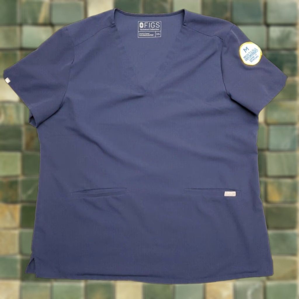 Vintage Figs Scrub Top Womens 2XL Blue Technical Pocket 4 Way Stretch Montana University Medical Shirts Womens blue 2XL Montana University -N/A Size XXL / US 16-18 / IT 52-54 - 1 Thumbnail