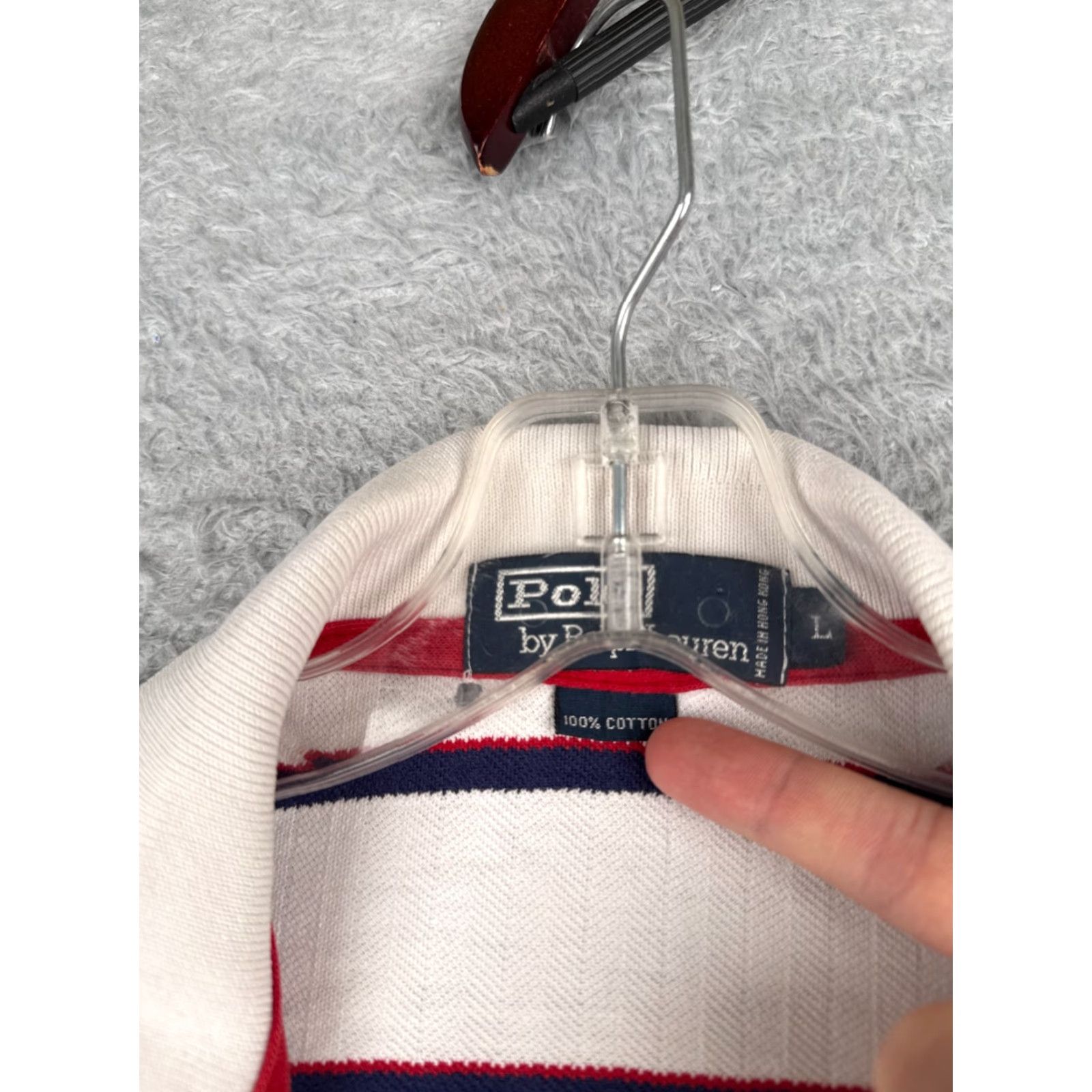Ralph Lauren VINTAGE Ralph Lauren Polo Shirt Men Large White Black Herringbone 100% Cotton Short Sleeve Logo Embroidered Size US L / EU 52-54 / 3 - 6 Thumbnail
